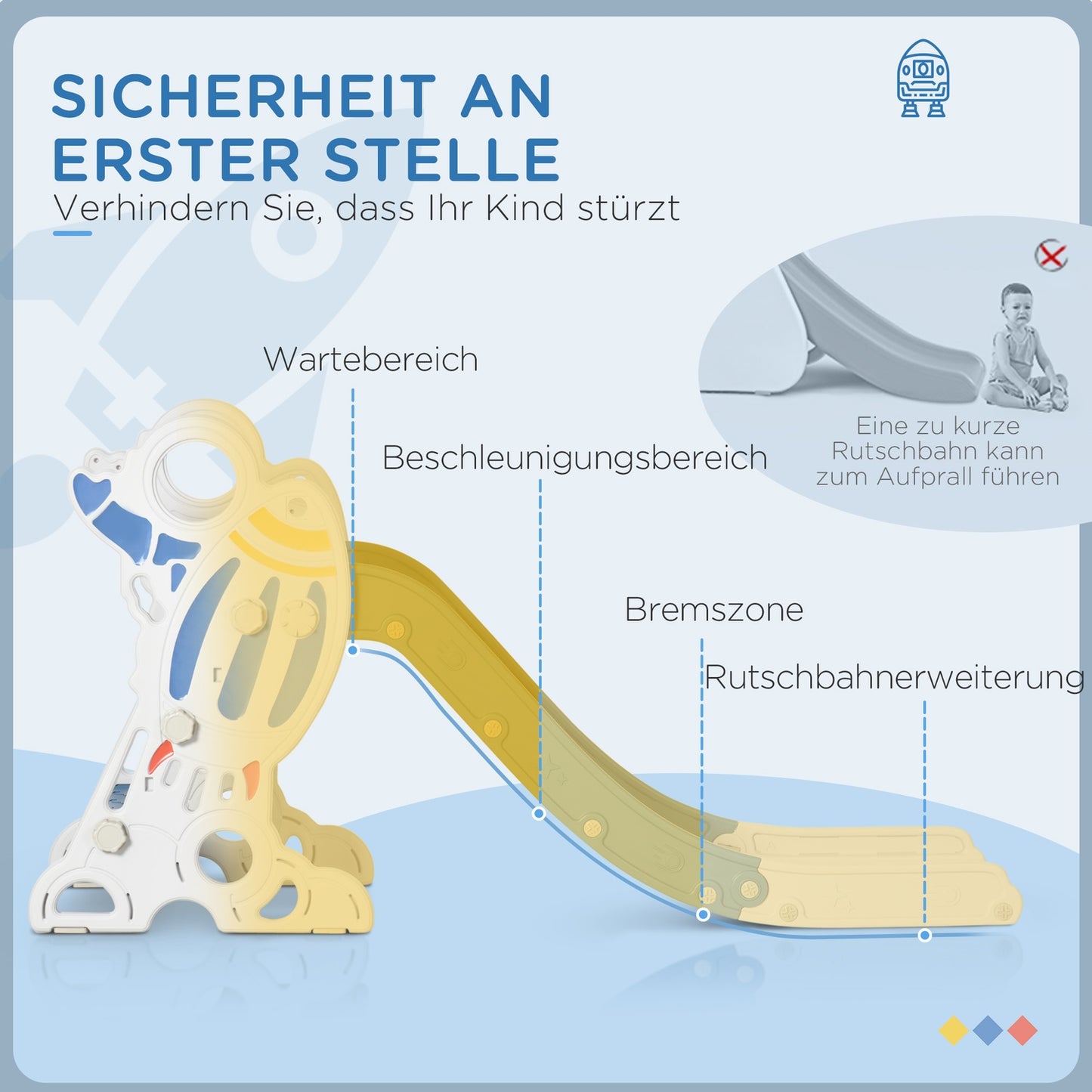 Rocket-Themed Kids Slide with Non-Slip Ladder, 30kg Capacity