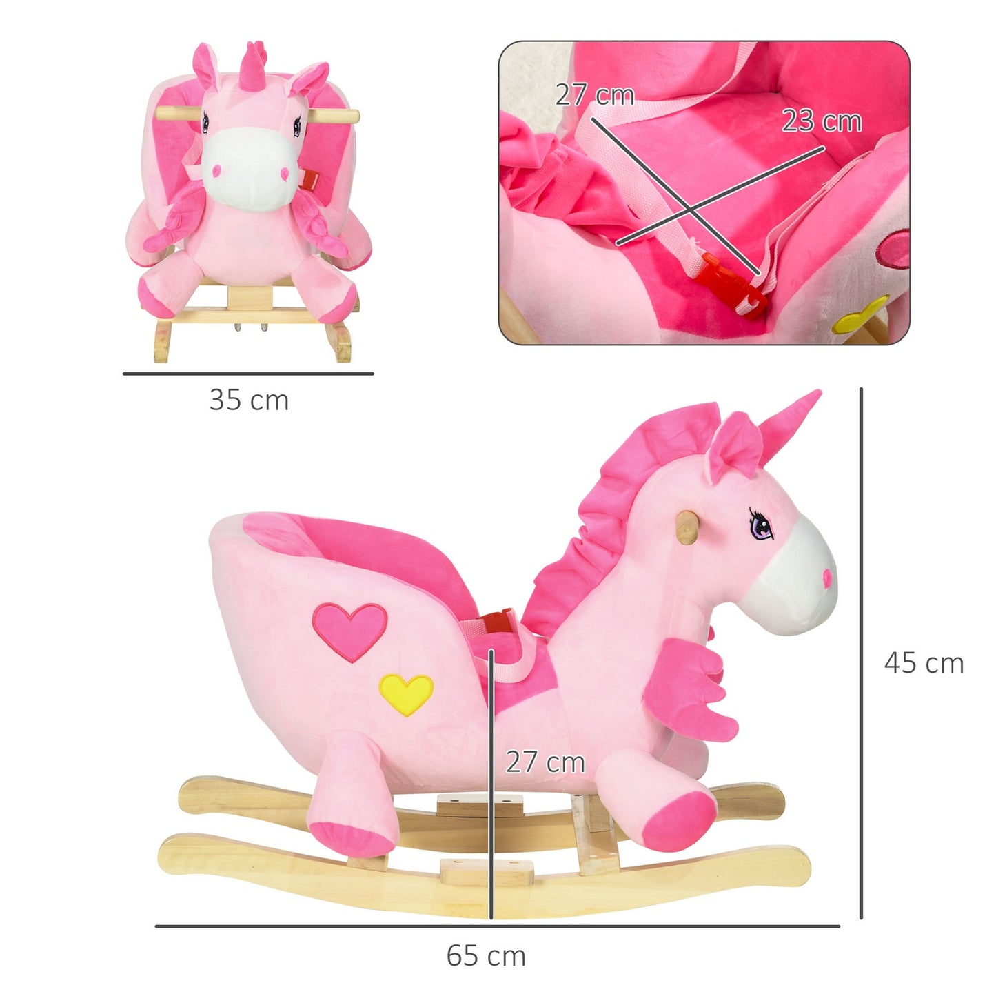 Unicorn rocking chair with music & footrest for children 1.5-3Y