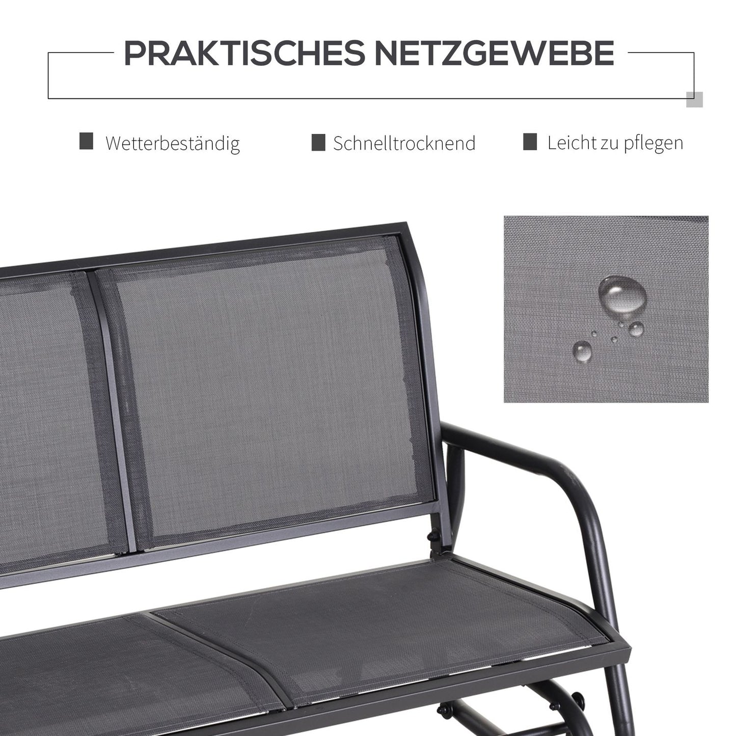 Garden rocking chair, Metal Rocking Love Seat, Gray 120 x 70 x 85 cm