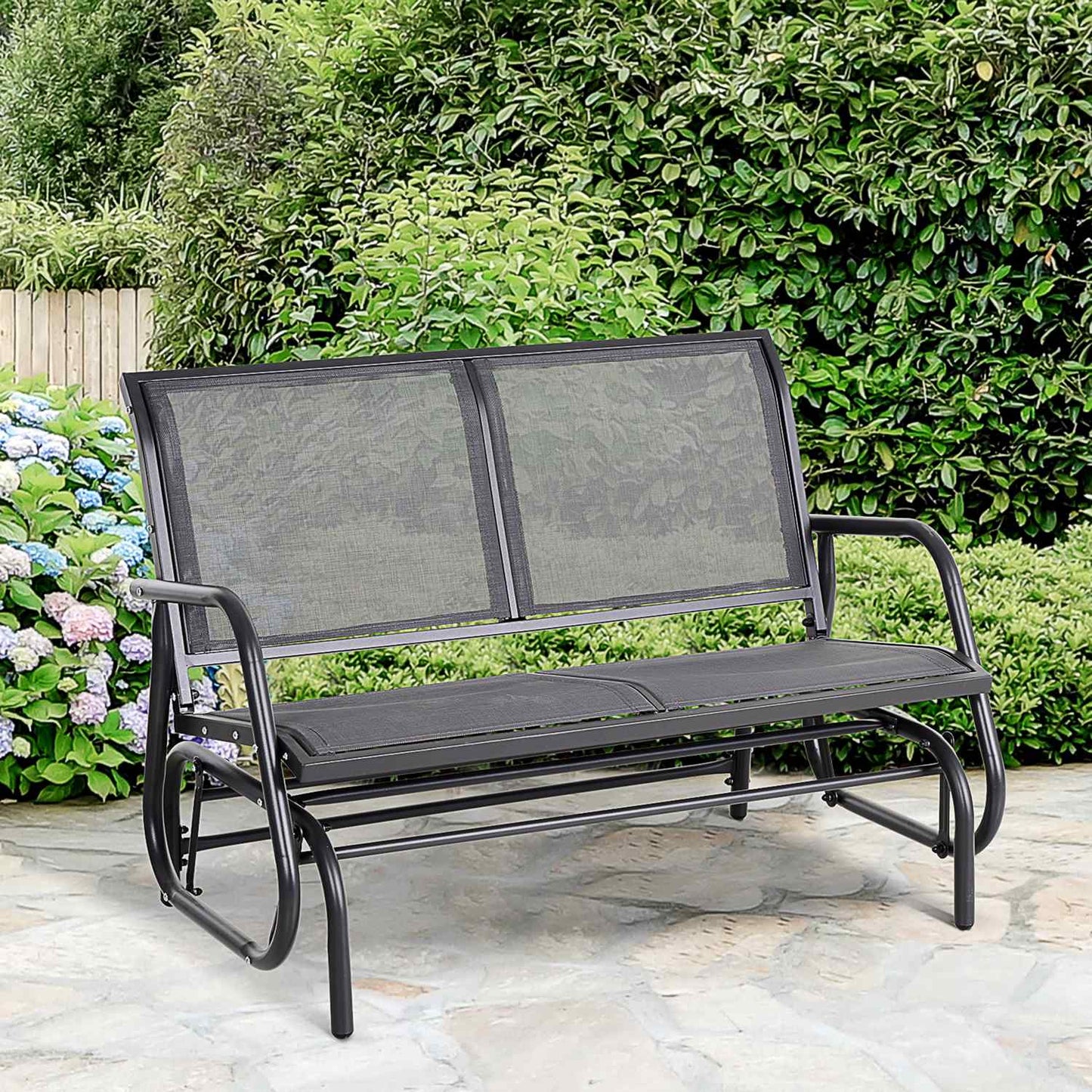 Garden rocking chair, Metal Rocking Love Seat, Gray 120 x 70 x 85 cm