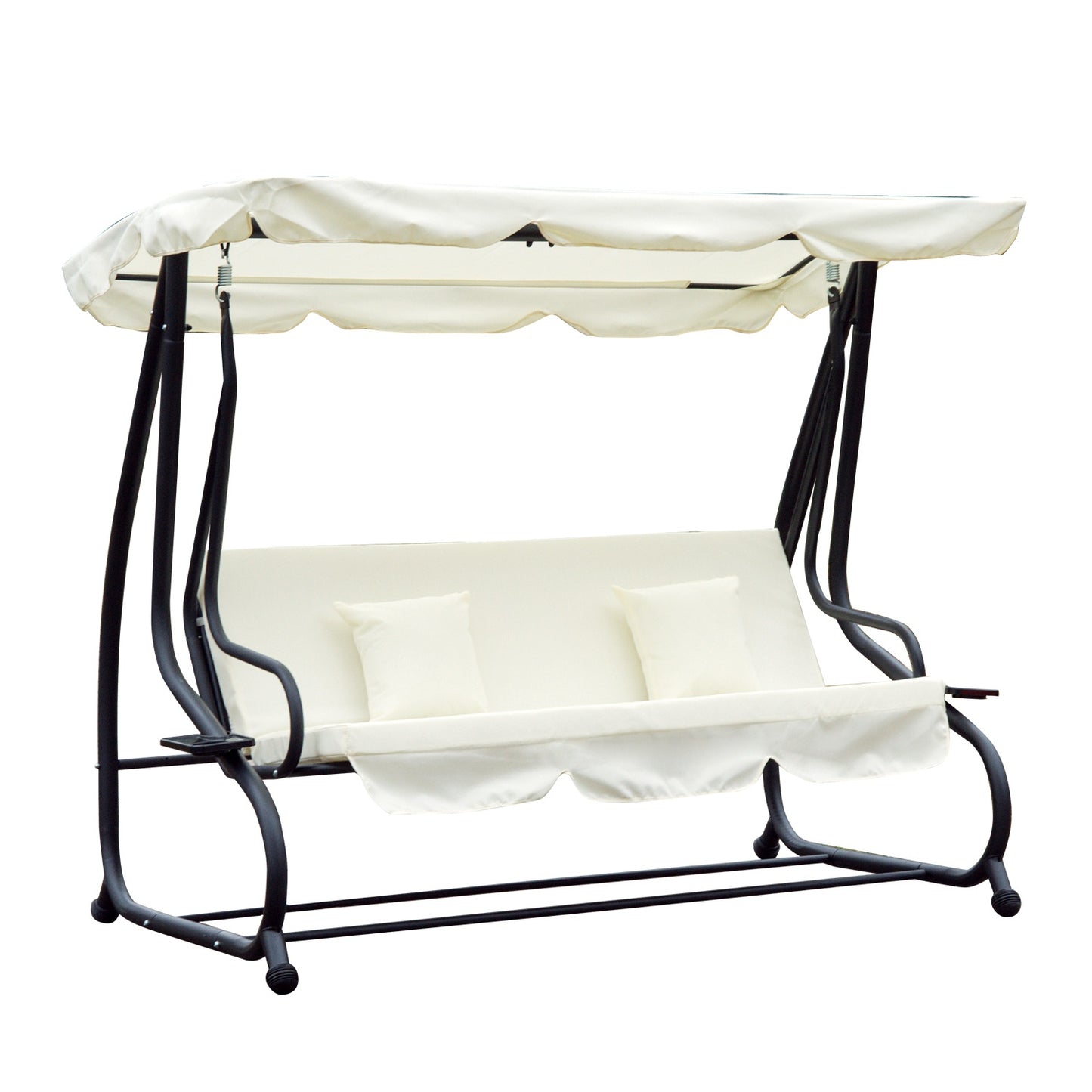3-seat rocking chair with adjustable roof, cream