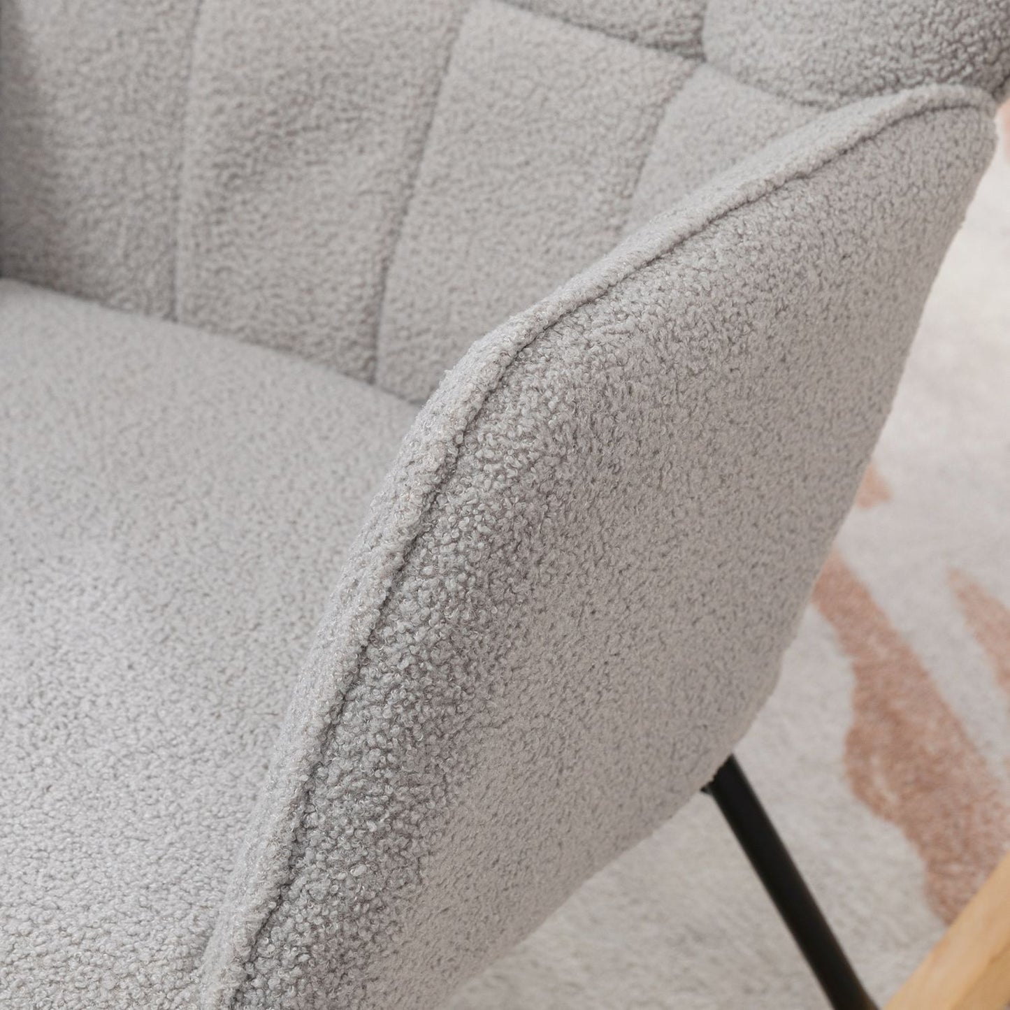 Light gray Berber fleece armchair, 120 kg capacity