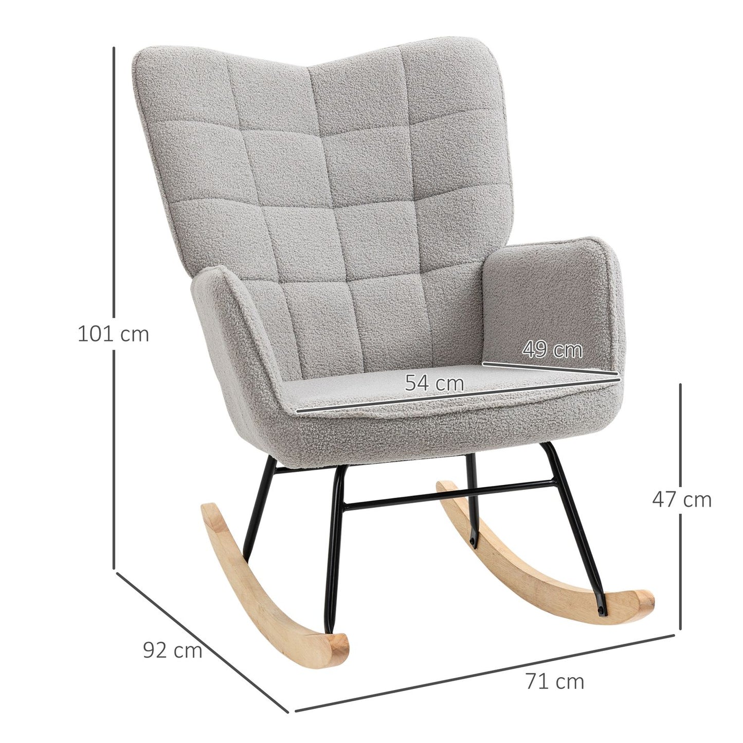 Light gray Berber fleece armchair, 120 kg capacity