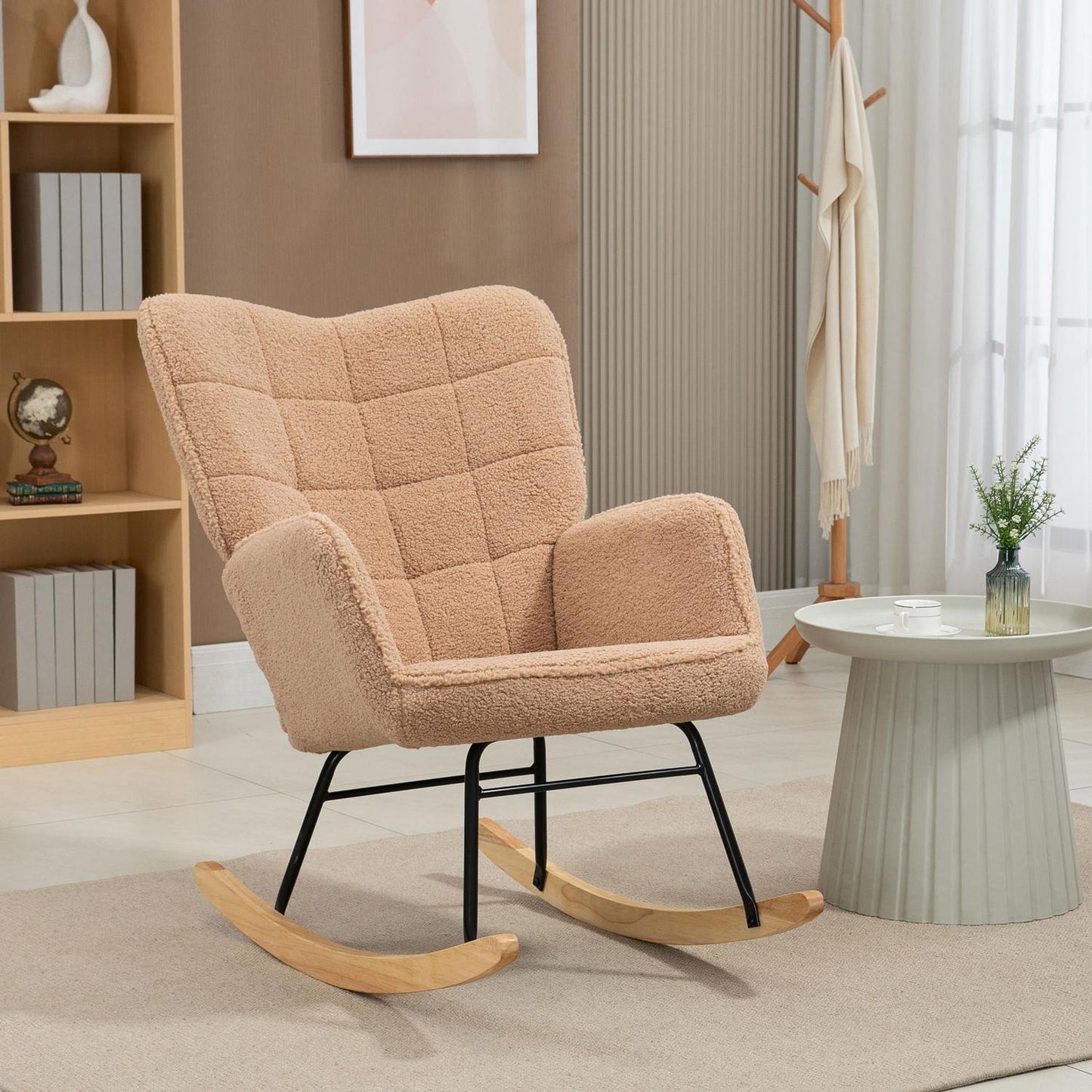 Brown lambskin-Look relaxing chair - 120 kg capacity