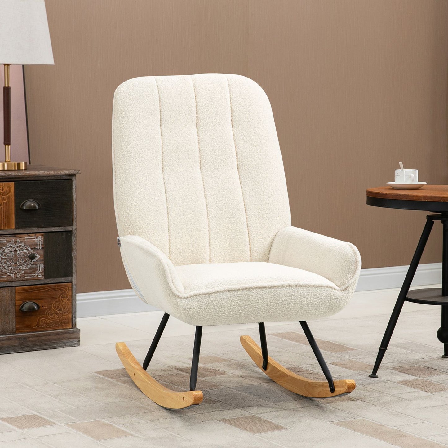 Rocking Chair With Sherpa Fleece, For Bedroom