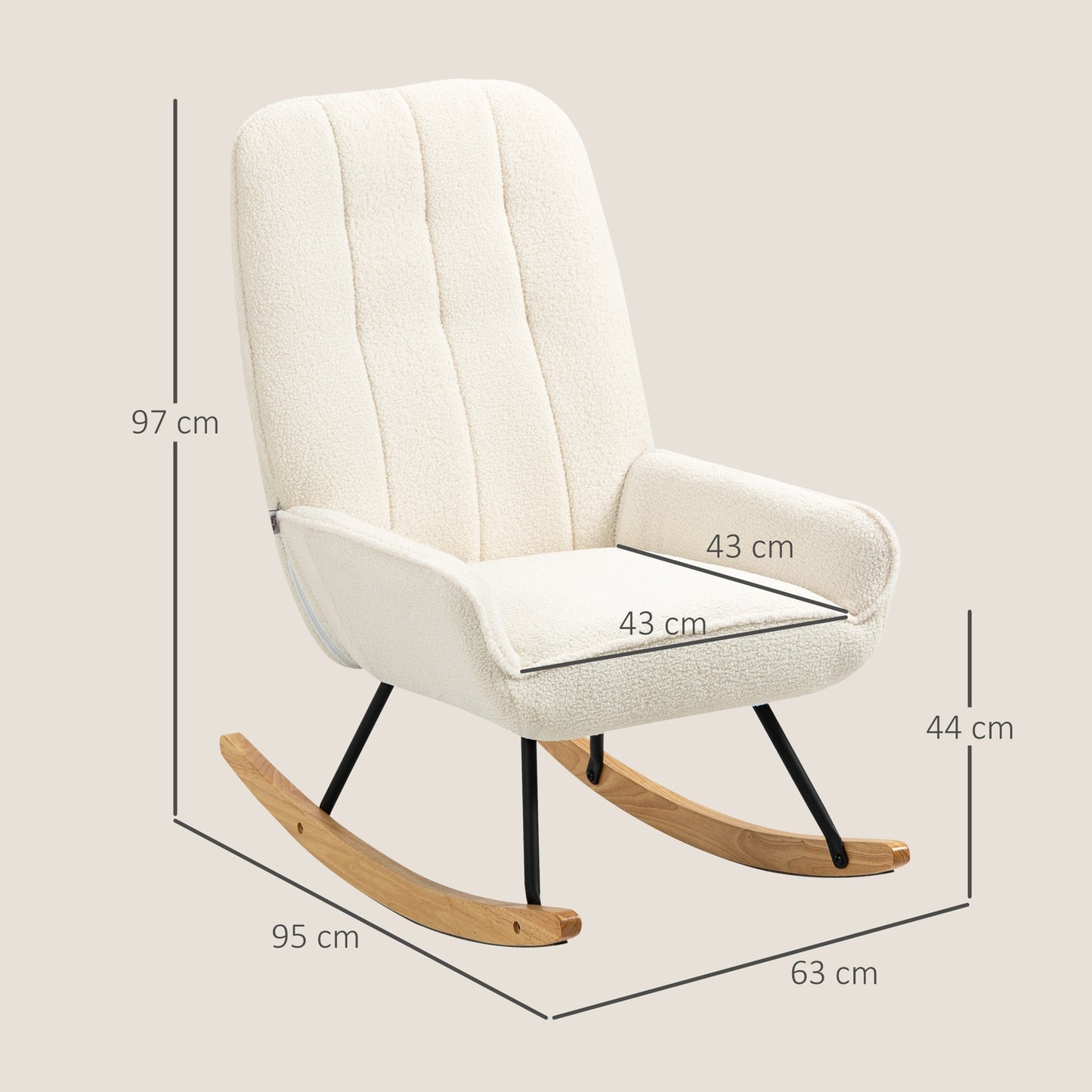 Rocking Chair With Sherpa Fleece, For Bedroom