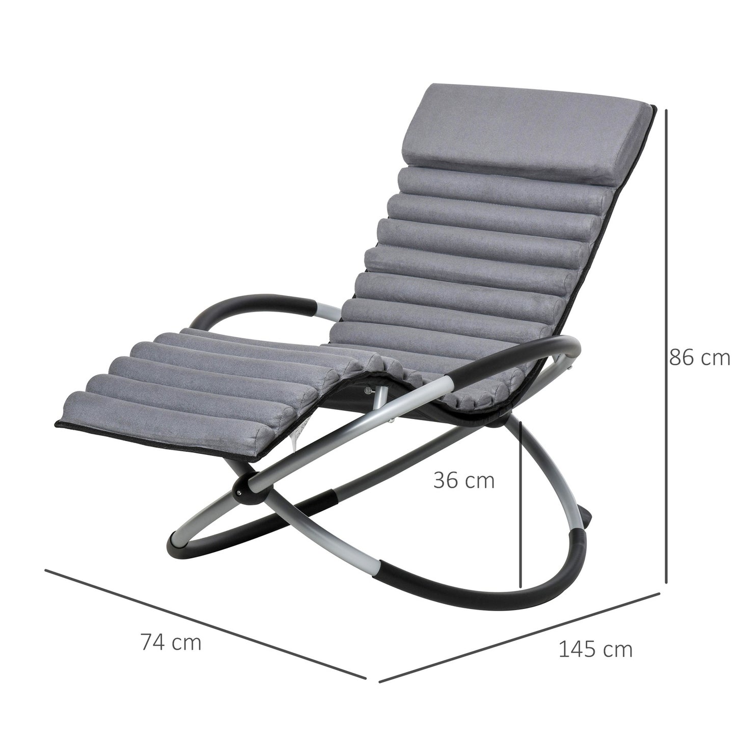 Ergonomic garden rocking chair in metal - dark grey, 145x74x88 Cm