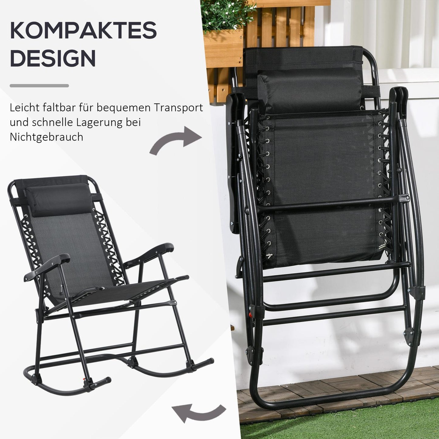 Folding garden rocking chair, mesh fabric, capacity 120 kg