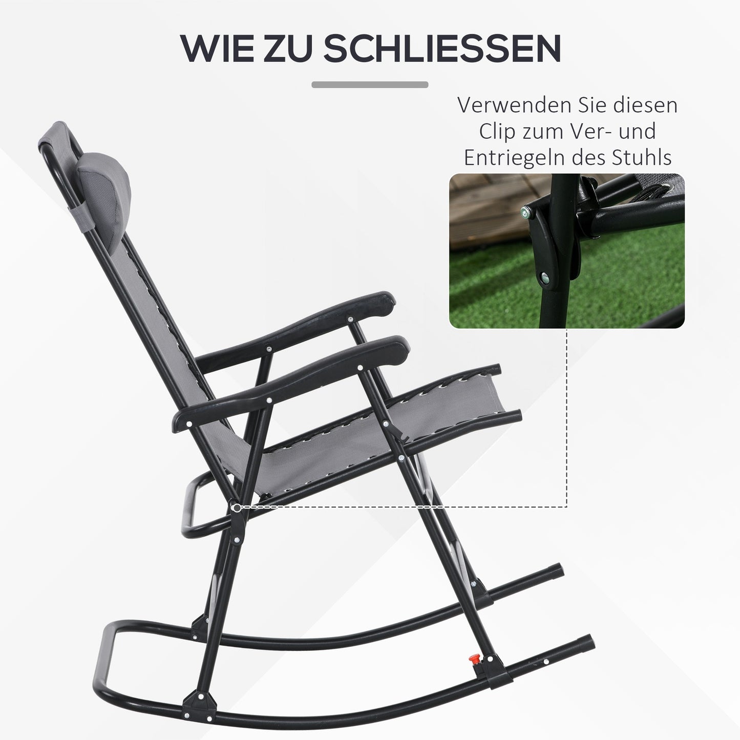Folding garden rocking chair with cushion, capacity 120 kg