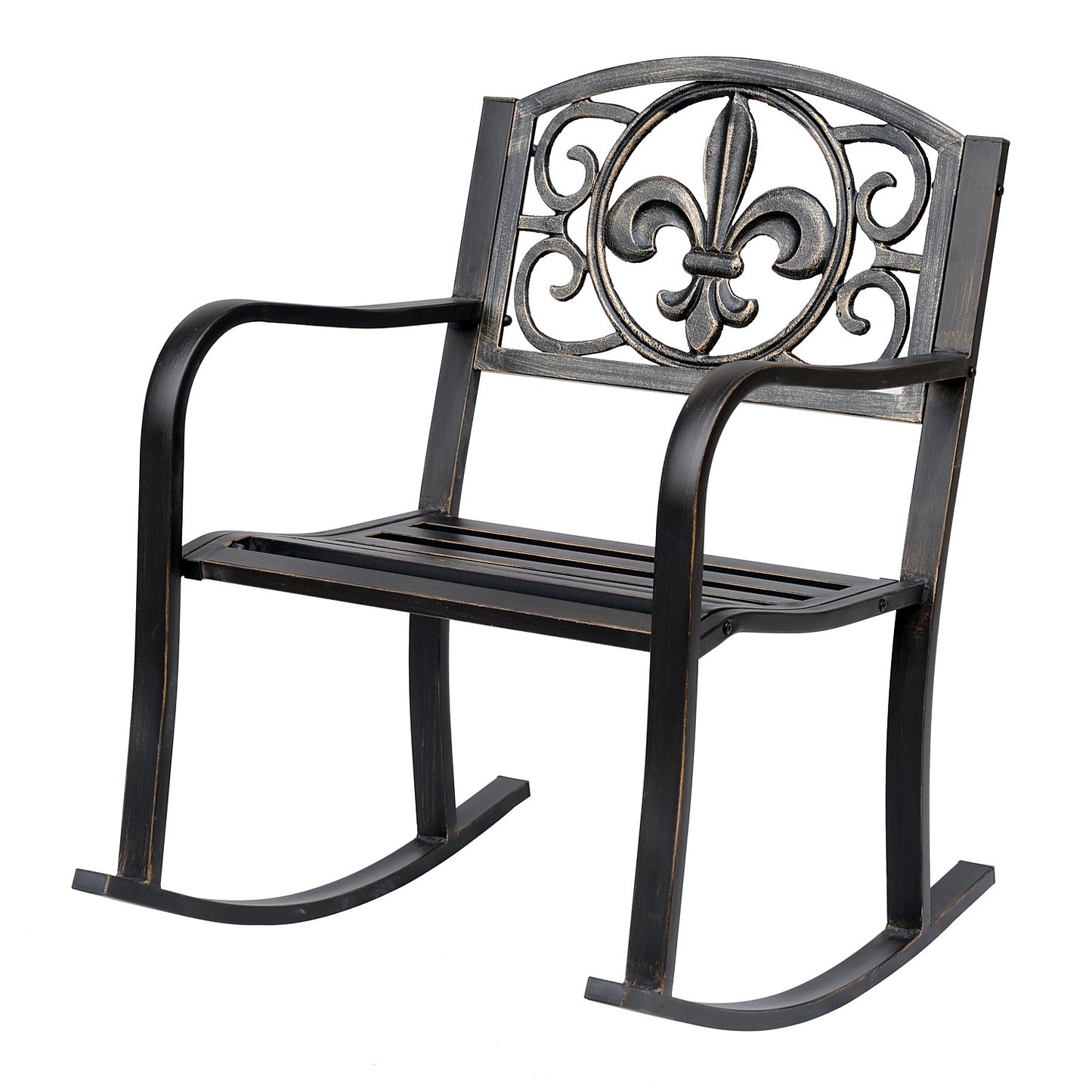 Antique metal rocking chair - bronze finish for garden