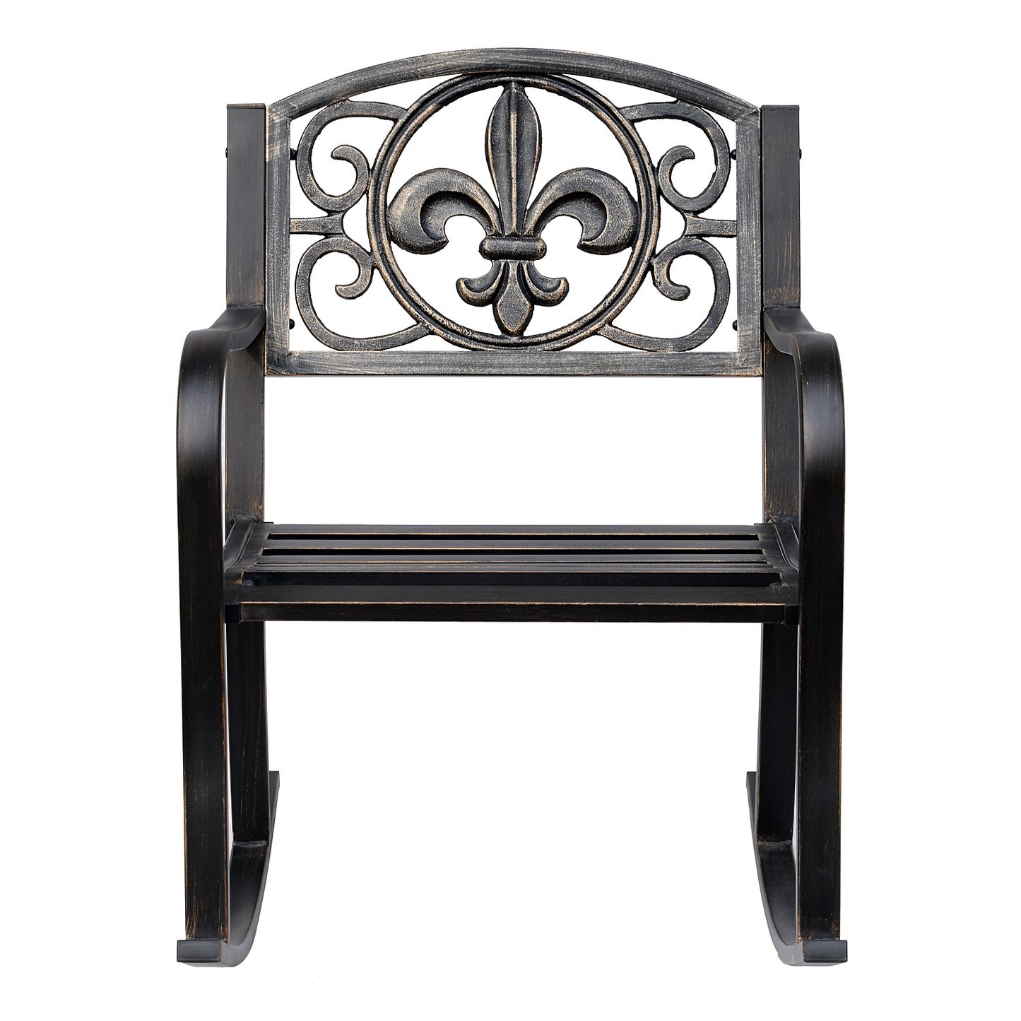 Antique metal rocking chair - bronze finish for garden