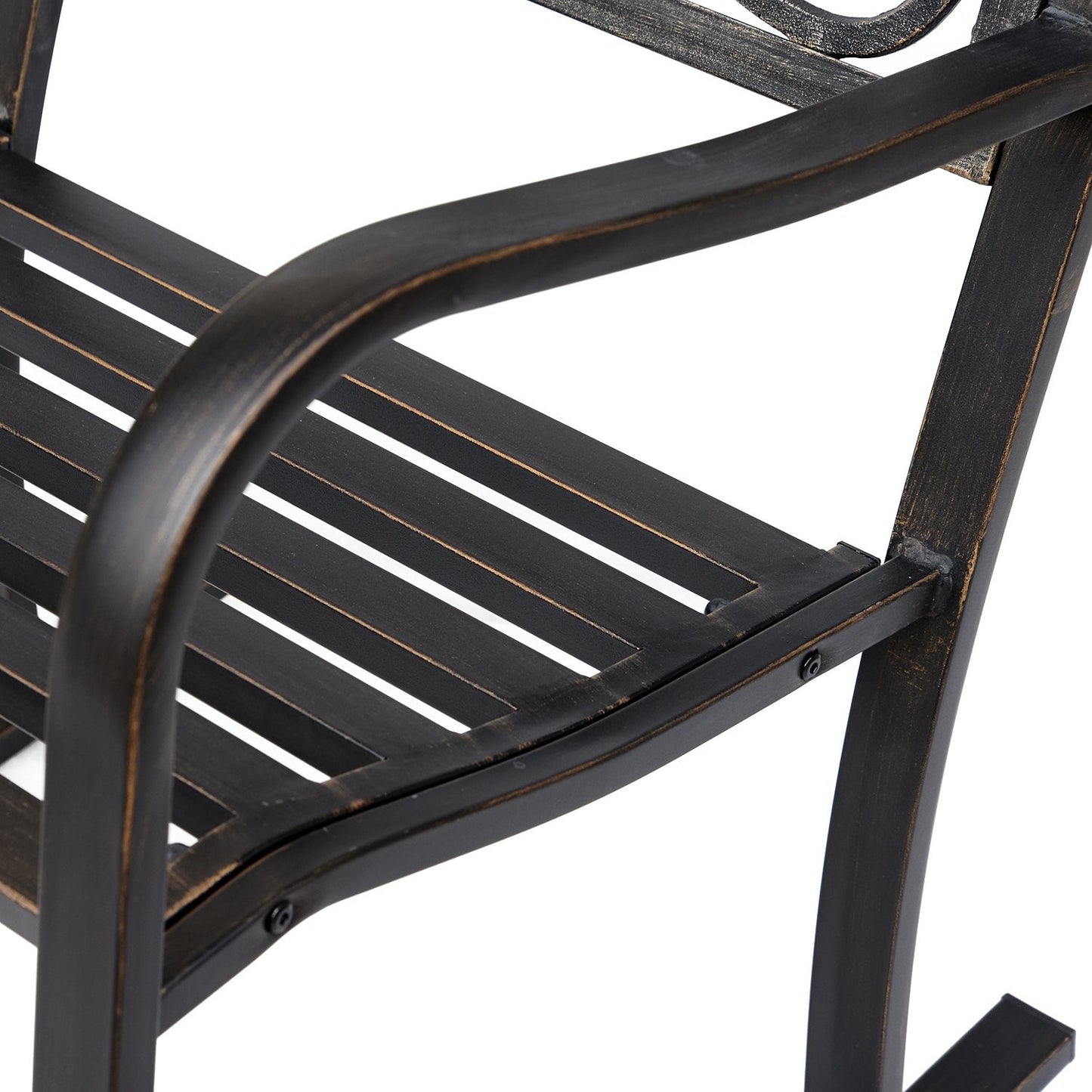 Antique metal rocking chair - bronze finish for garden