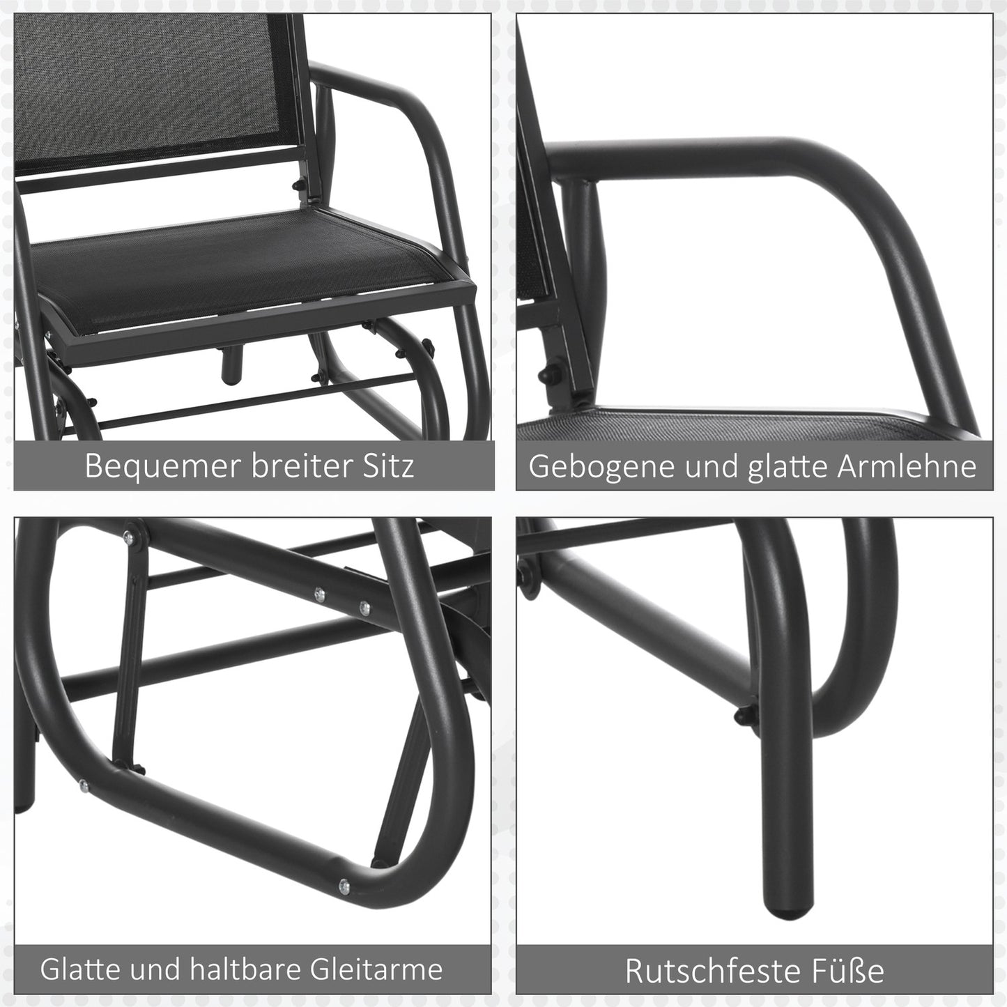 Garden rocking chair in black metal for patio or balcony