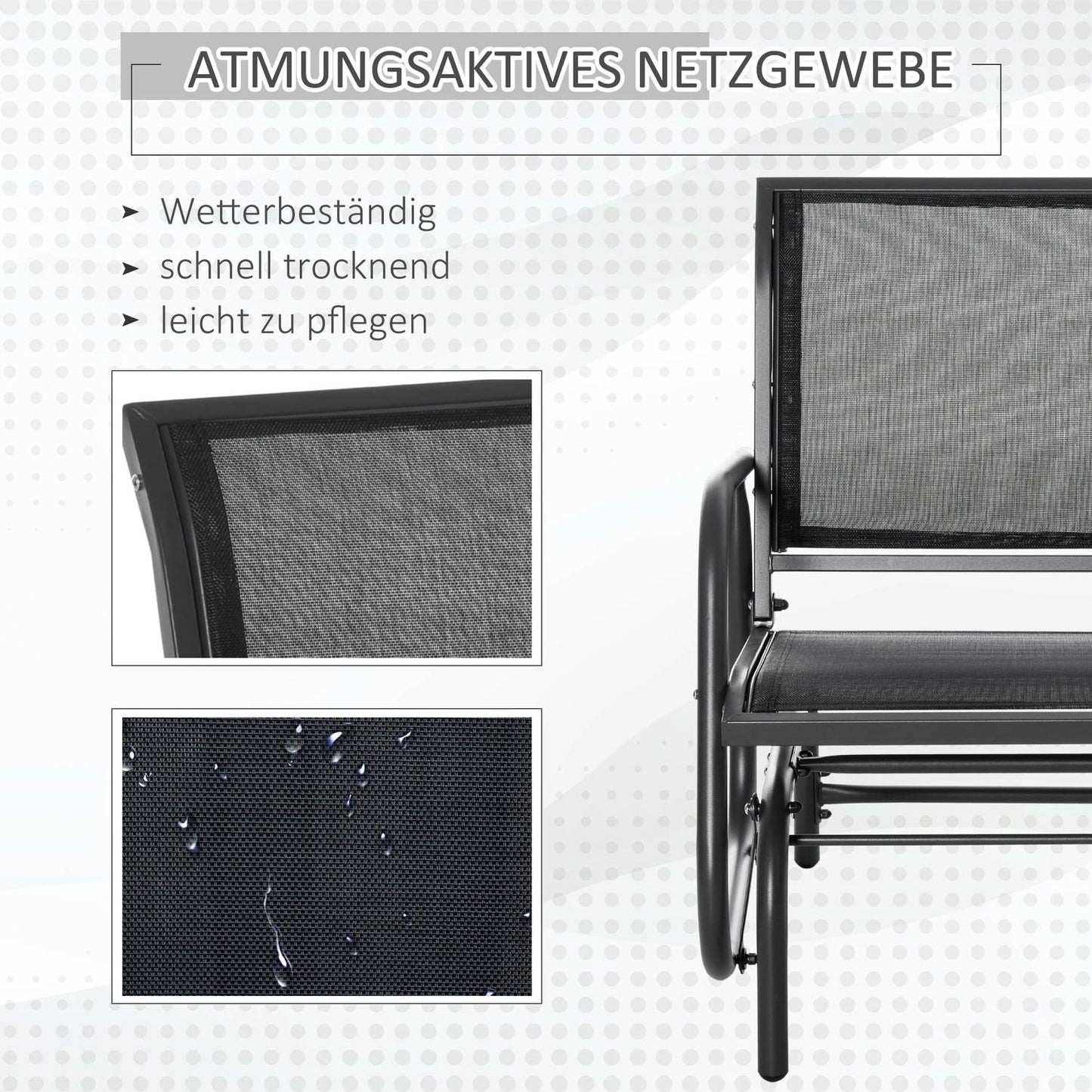 Garden rocking chair in black metal for patio or balcony
