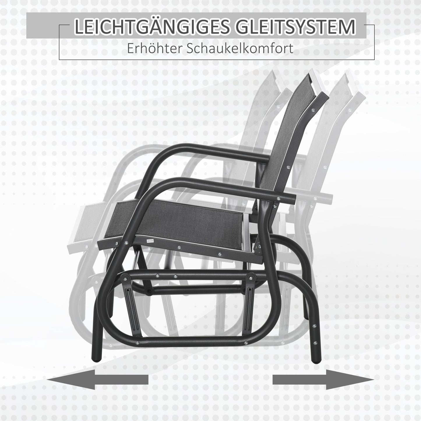 Garden rocking chair in black metal for patio or balcony