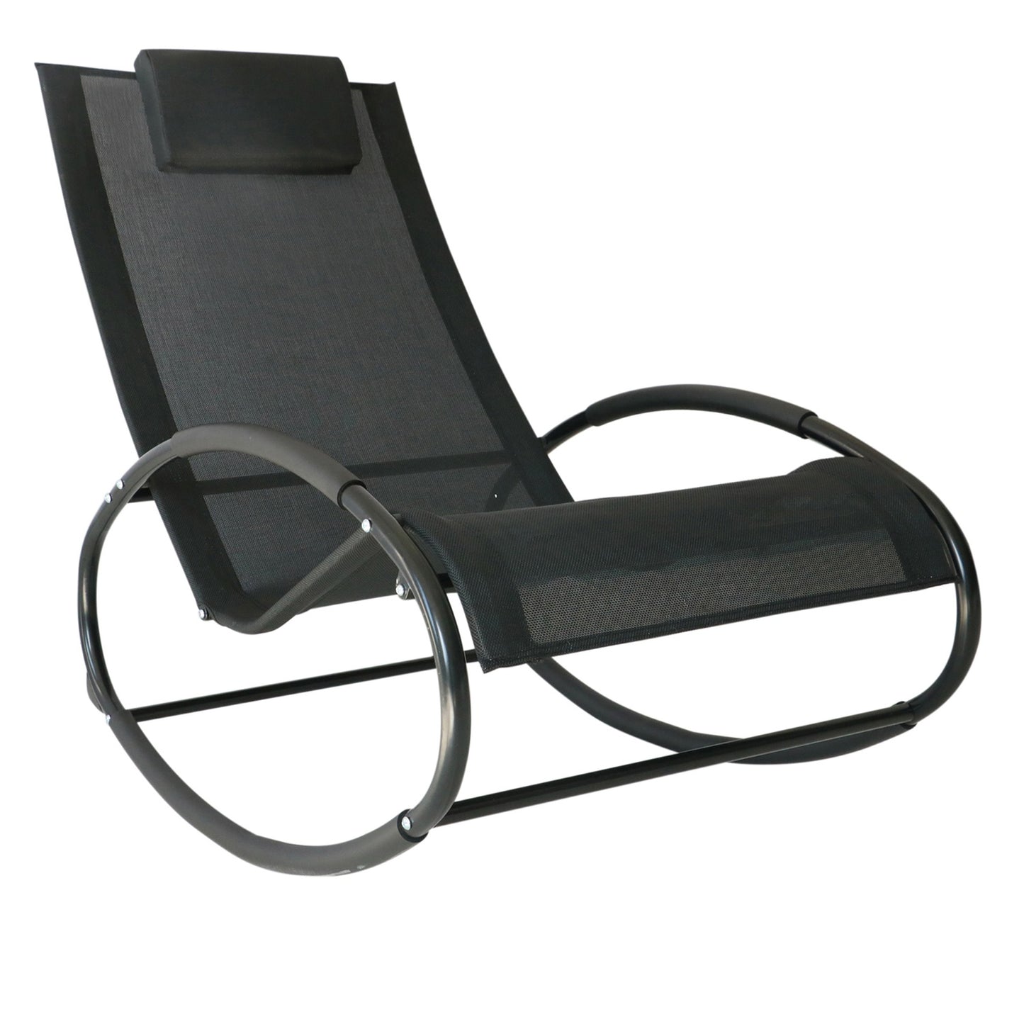 Rocking chair, weatherproof steel, 120 kg capacity, black