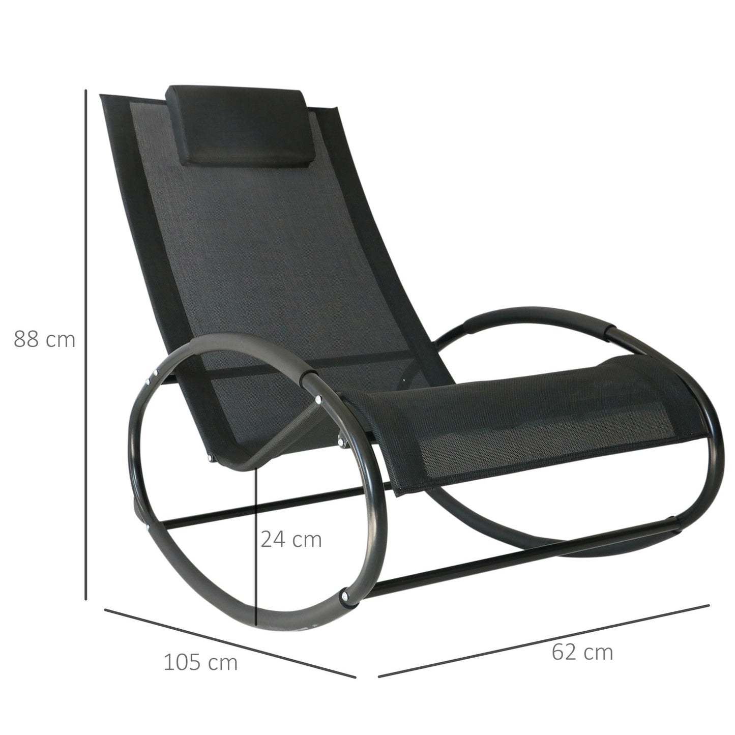 Rocking chair, weatherproof steel, 120 kg capacity, black