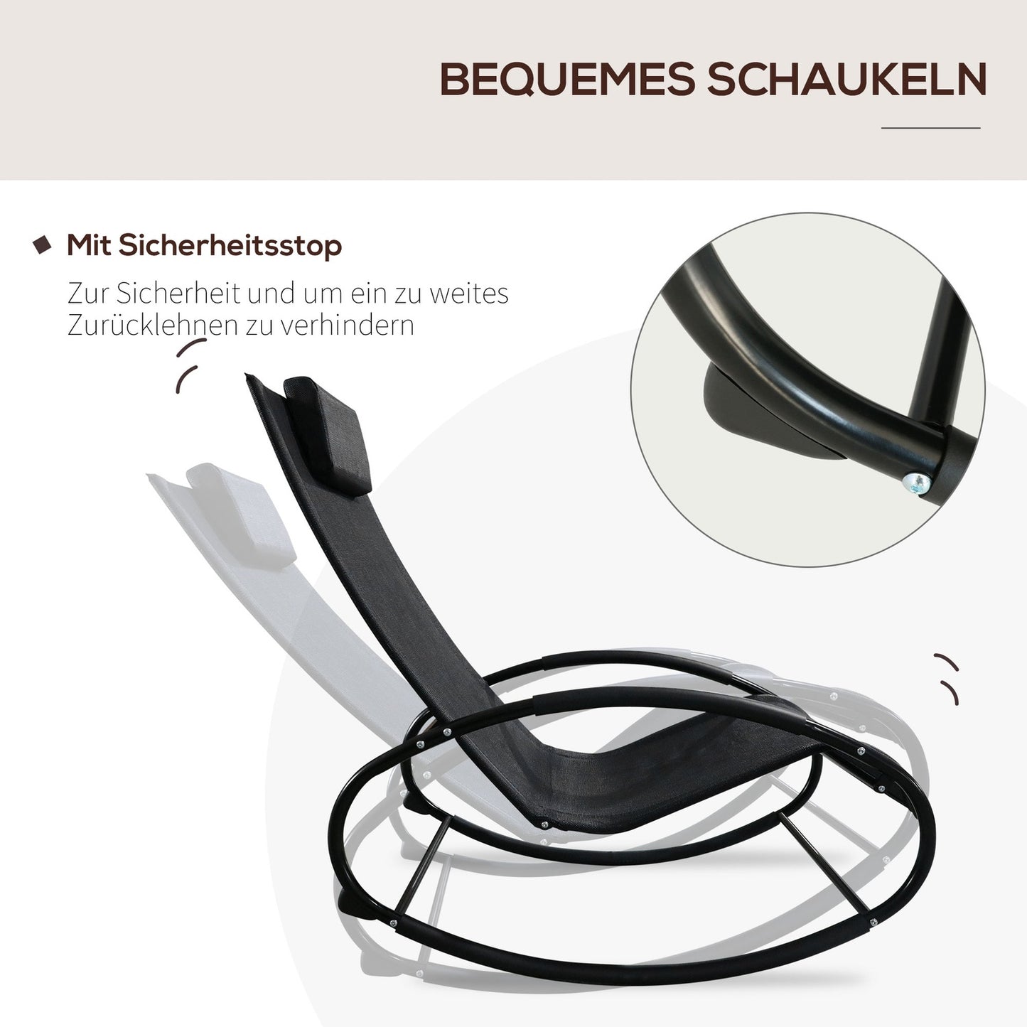 Rocking chair, weatherproof steel, 120 kg capacity, black