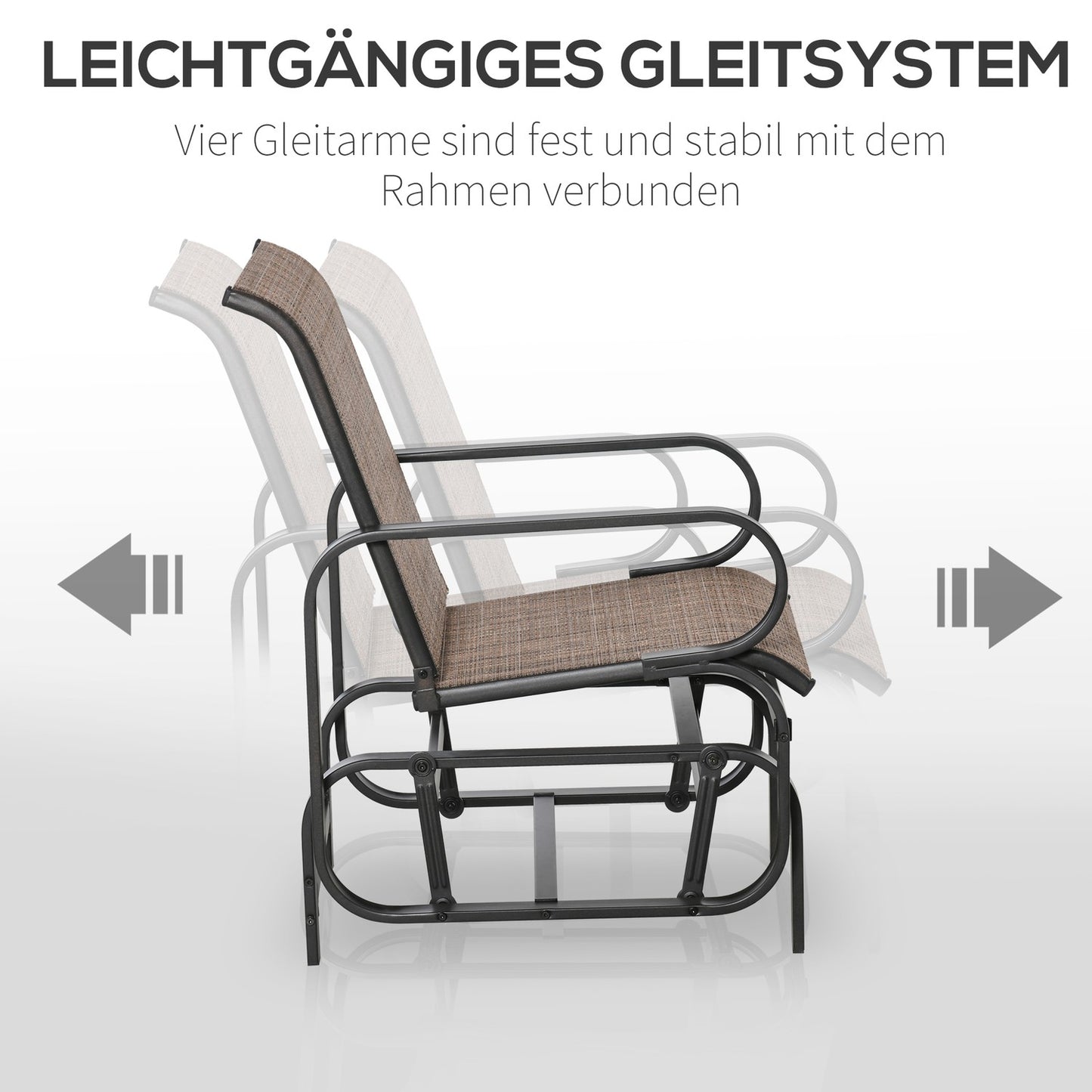 Garden Swing rocking chair, steel frame, brown text line