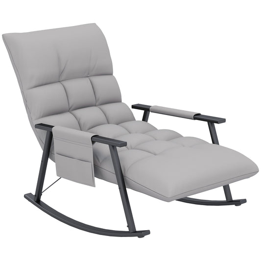 Rocking chair microfiber gray with footrest, adjustable backrest