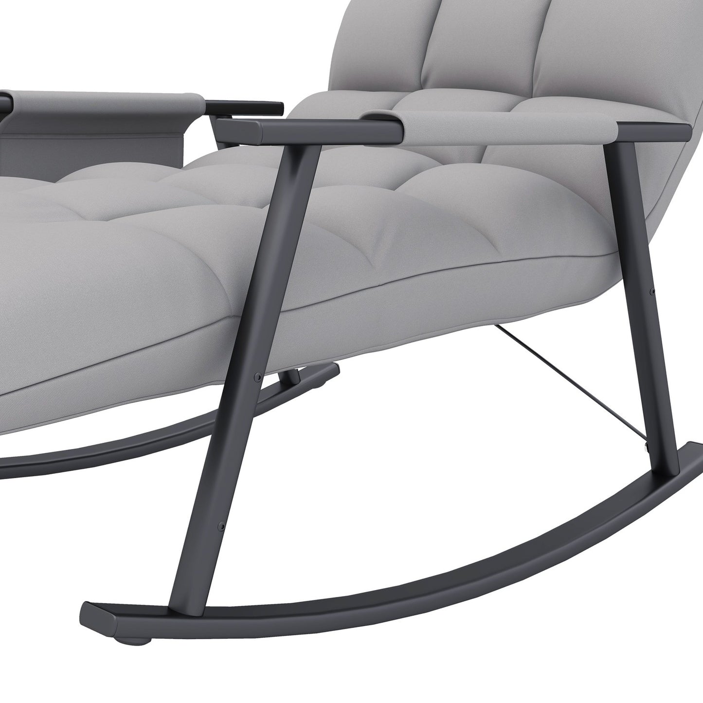 Rocking chair microfiber gray with footrest, adjustable backrest