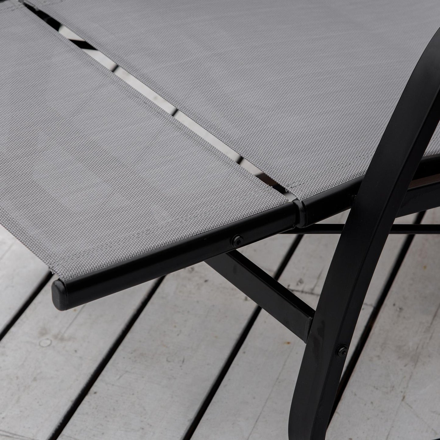 Gray adjustable garden rocking chair with footrest, capacity 160 kg