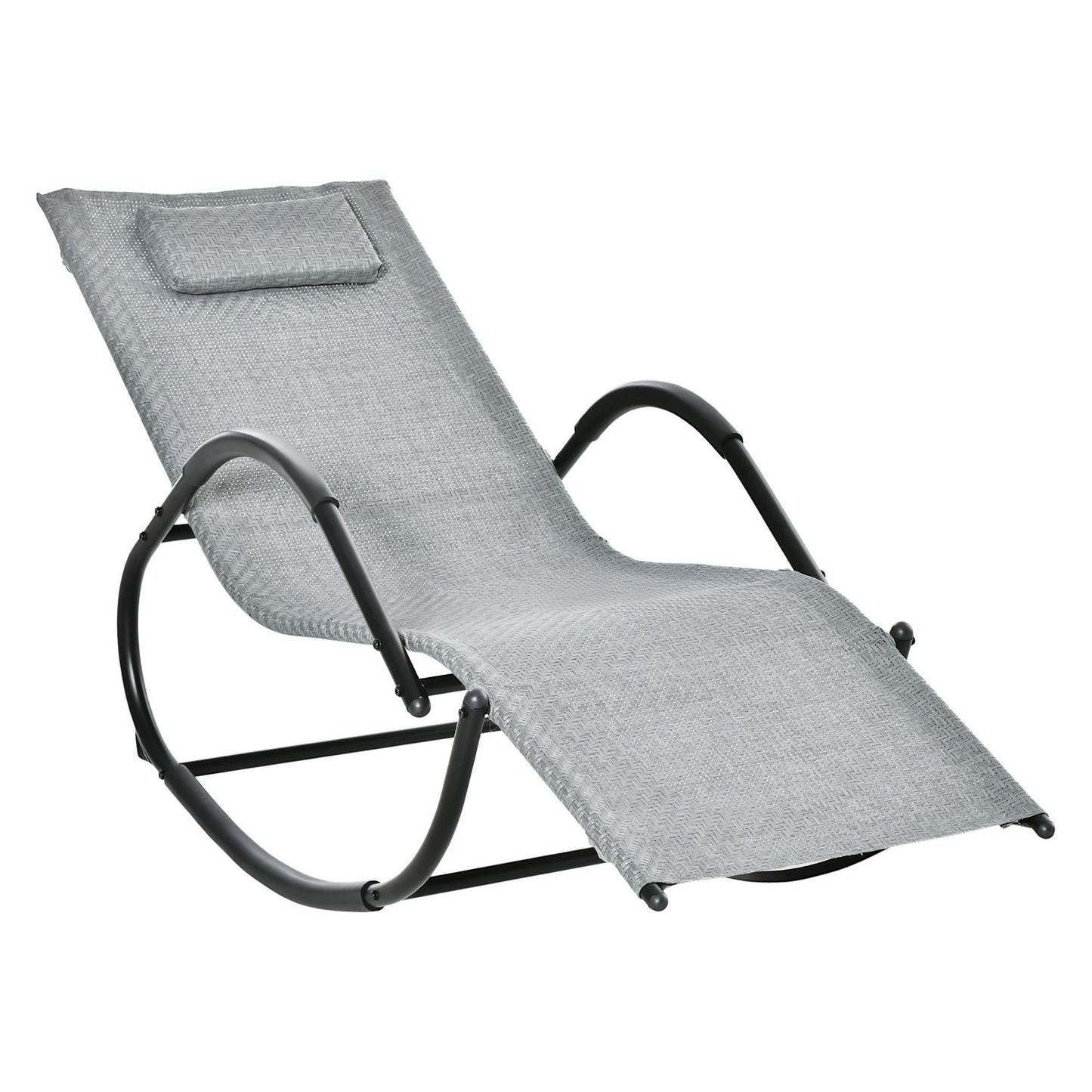 Rocking chair with cushion, gray text line, 160 kg capacity