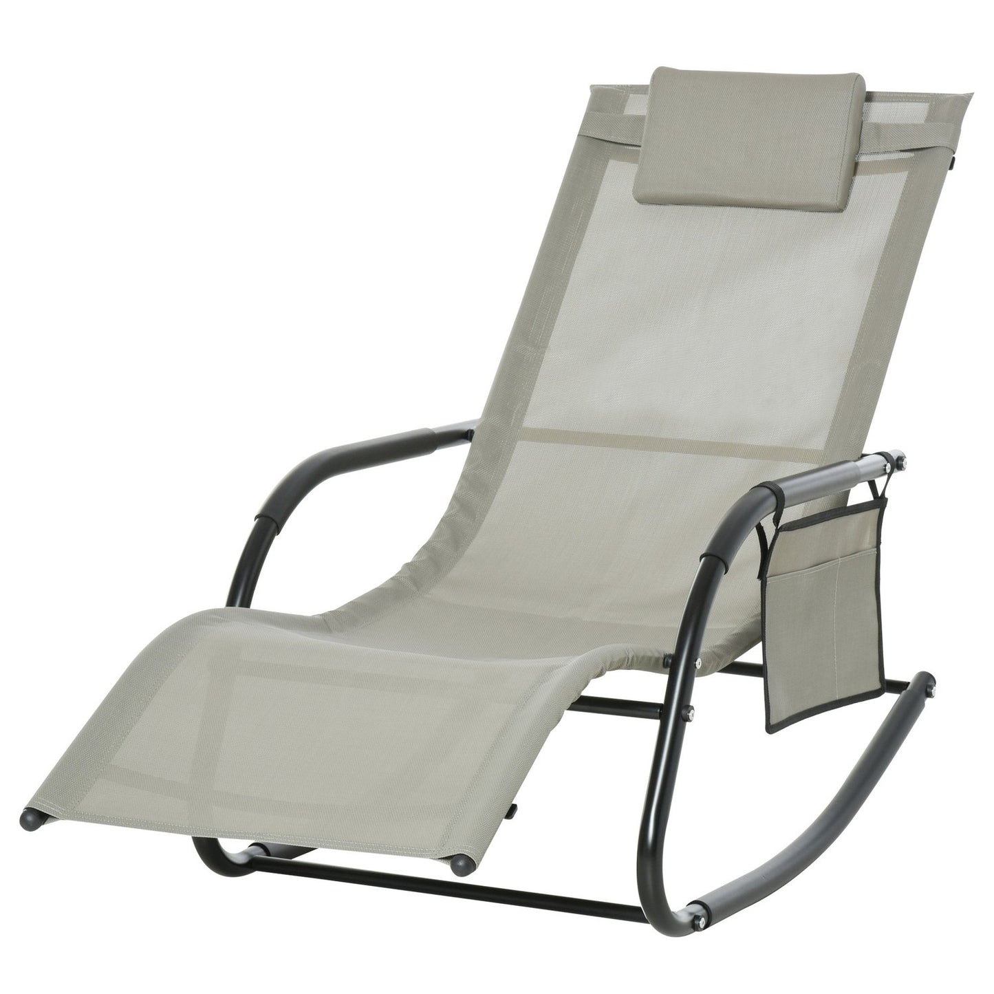 Garden rocking chair - metal mesh, black & light grey, 150x62x88 cm