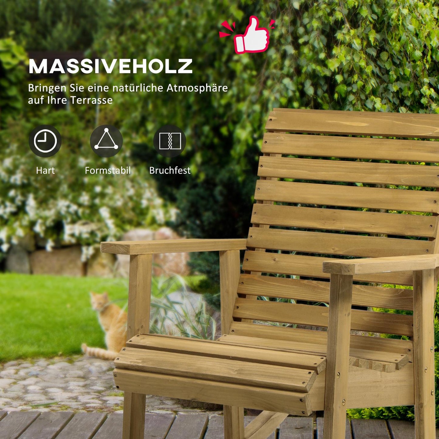 Garden rocking chair, spruce - Arm rest, 130 kg Capacity