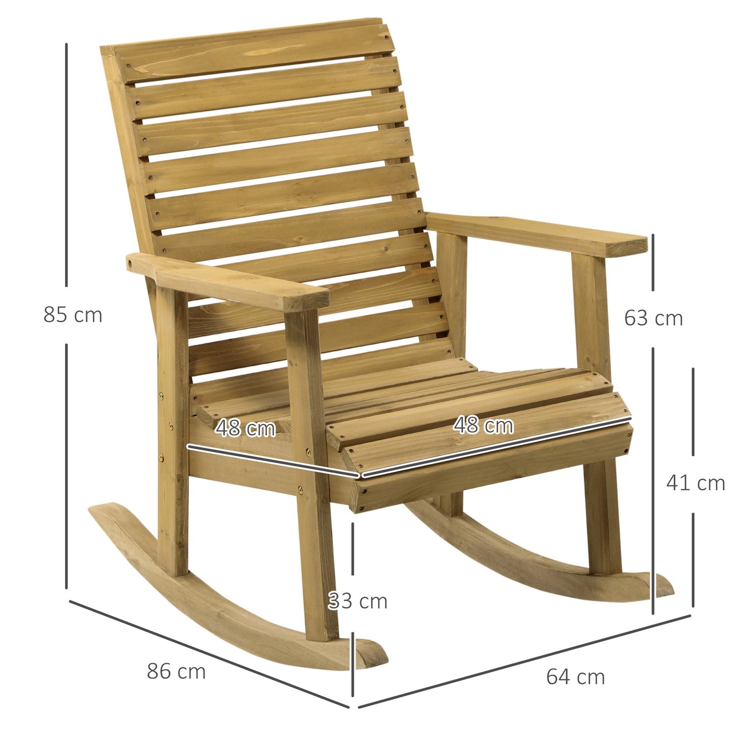 Garden rocking chair, spruce - Arm rest, 130 kg Capacity