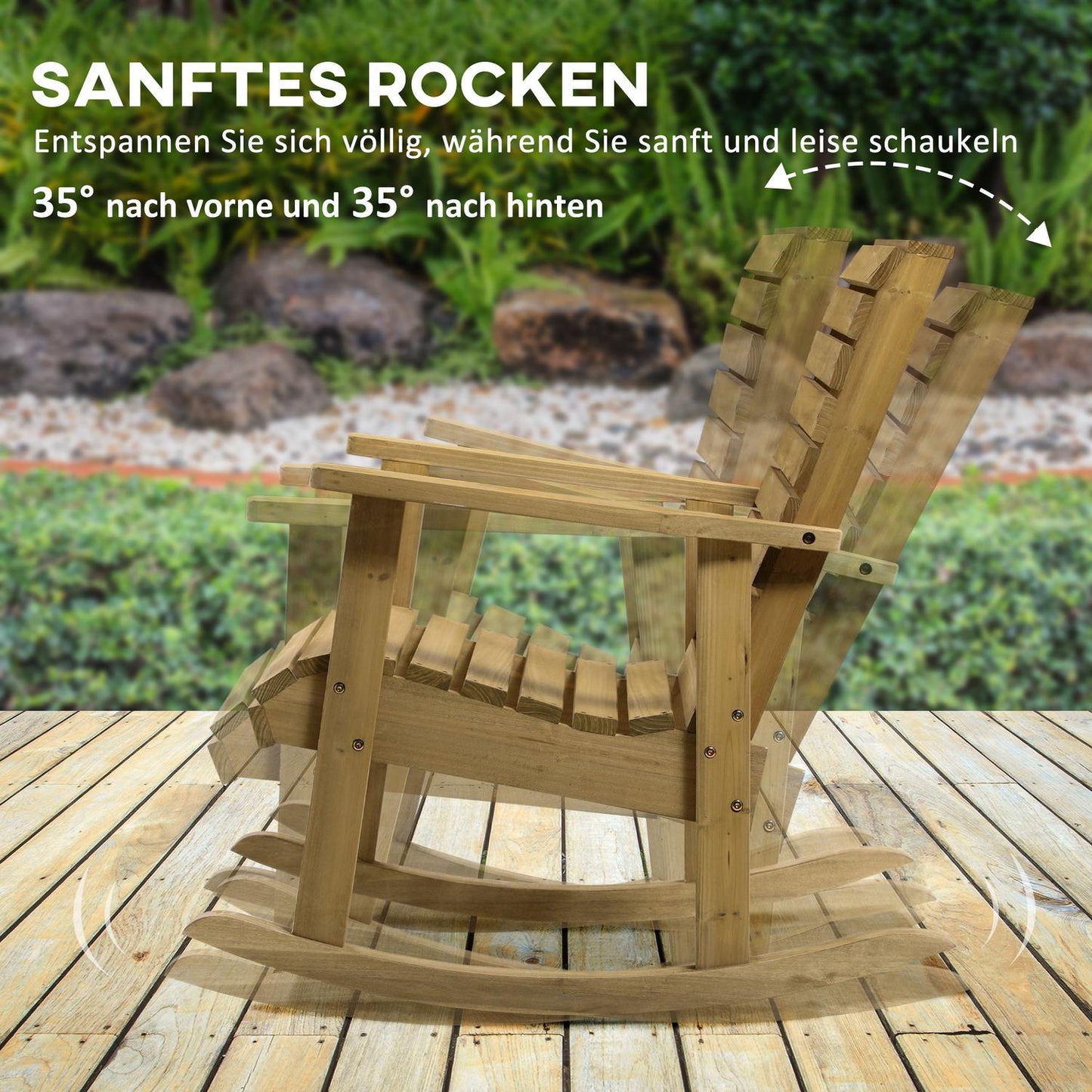 Garden rocking chair, spruce - Arm rest, 130 kg Capacity