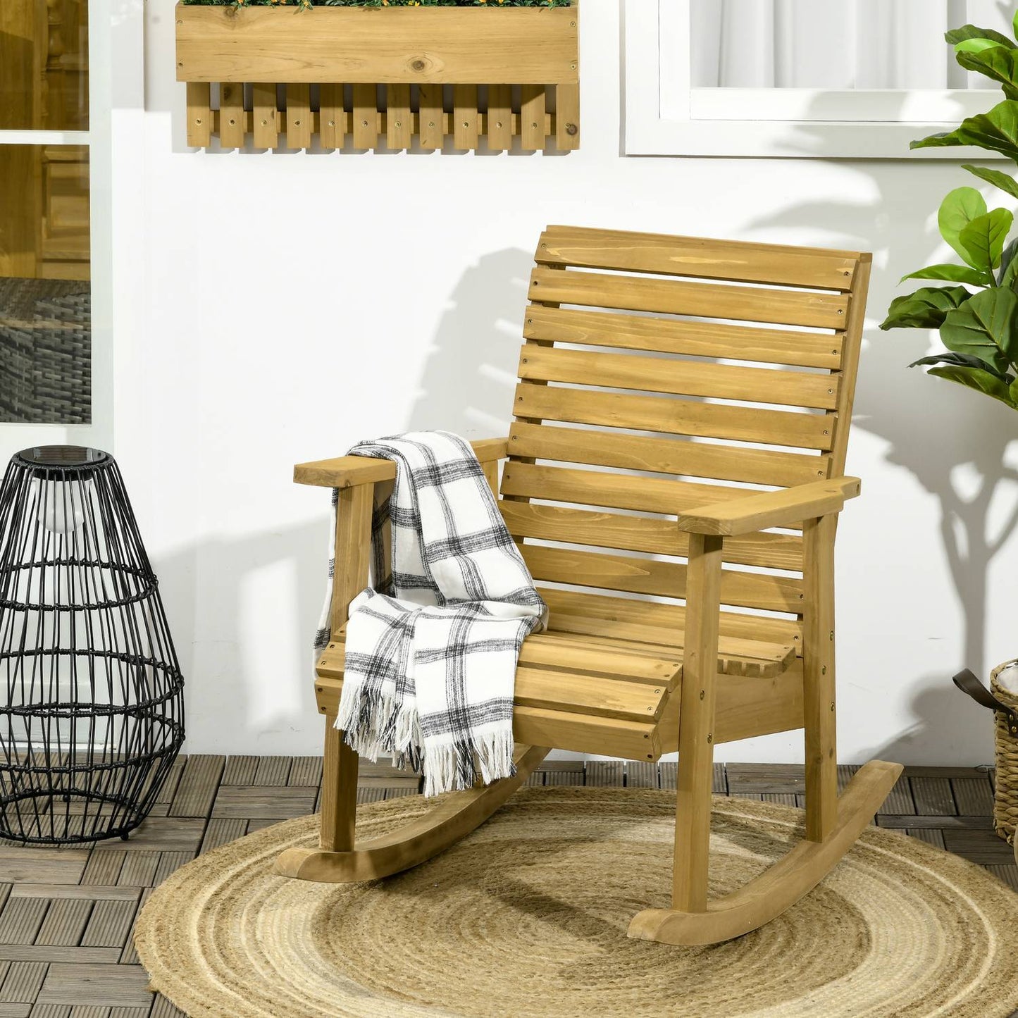 Garden rocking chair, spruce - Arm rest, 130 kg Capacity