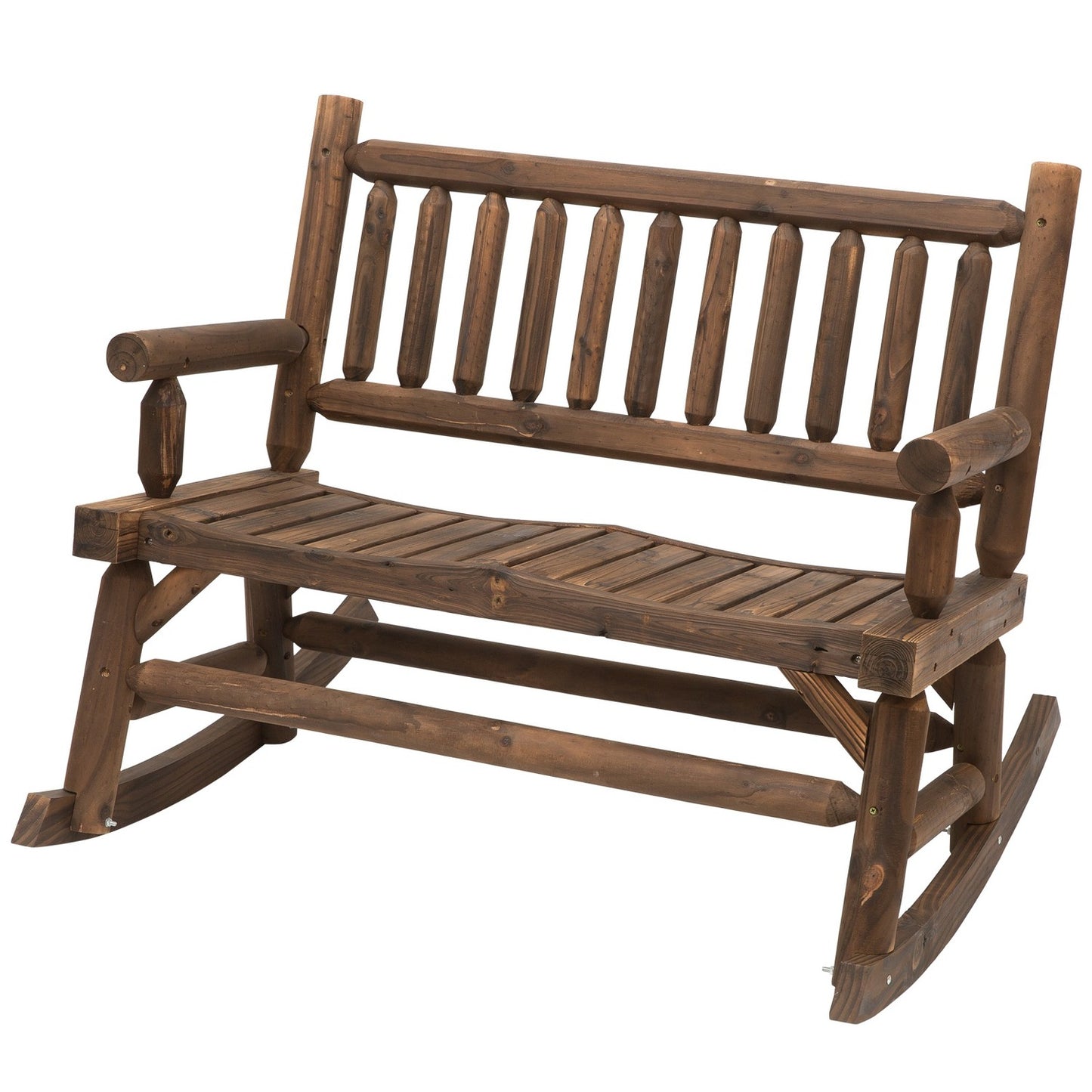 Rocking chair in solid wood with armrests, dark brown