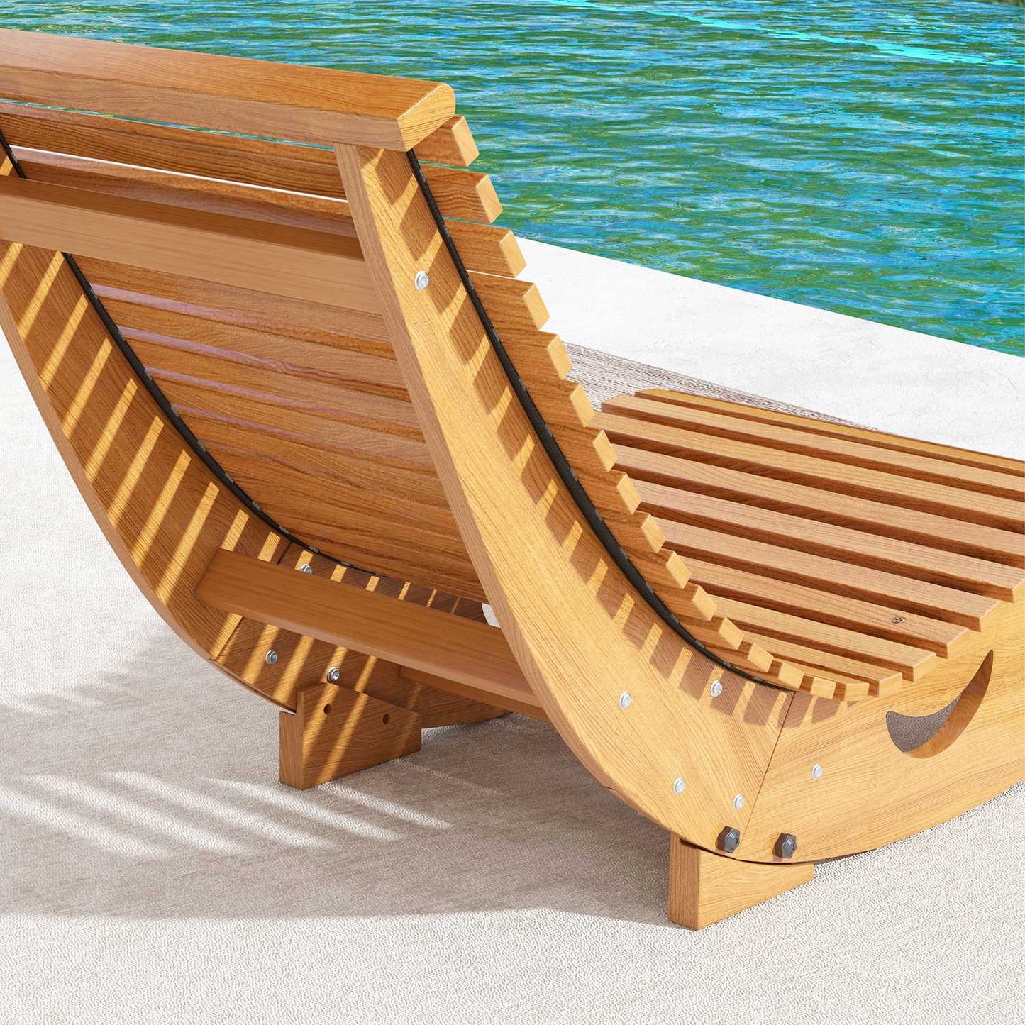 Ergonomic rocking chair in wood, teak, capacity 120 kg
