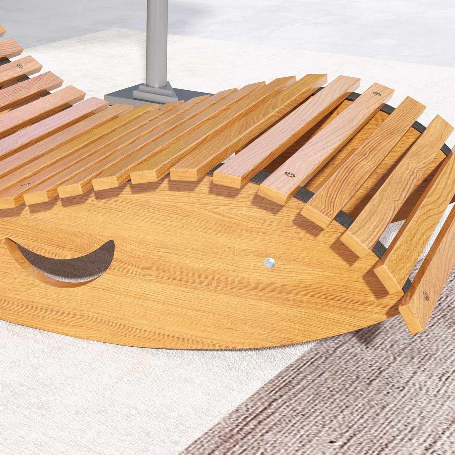 Ergonomic rocking chair in wood, teak, capacity 120 kg