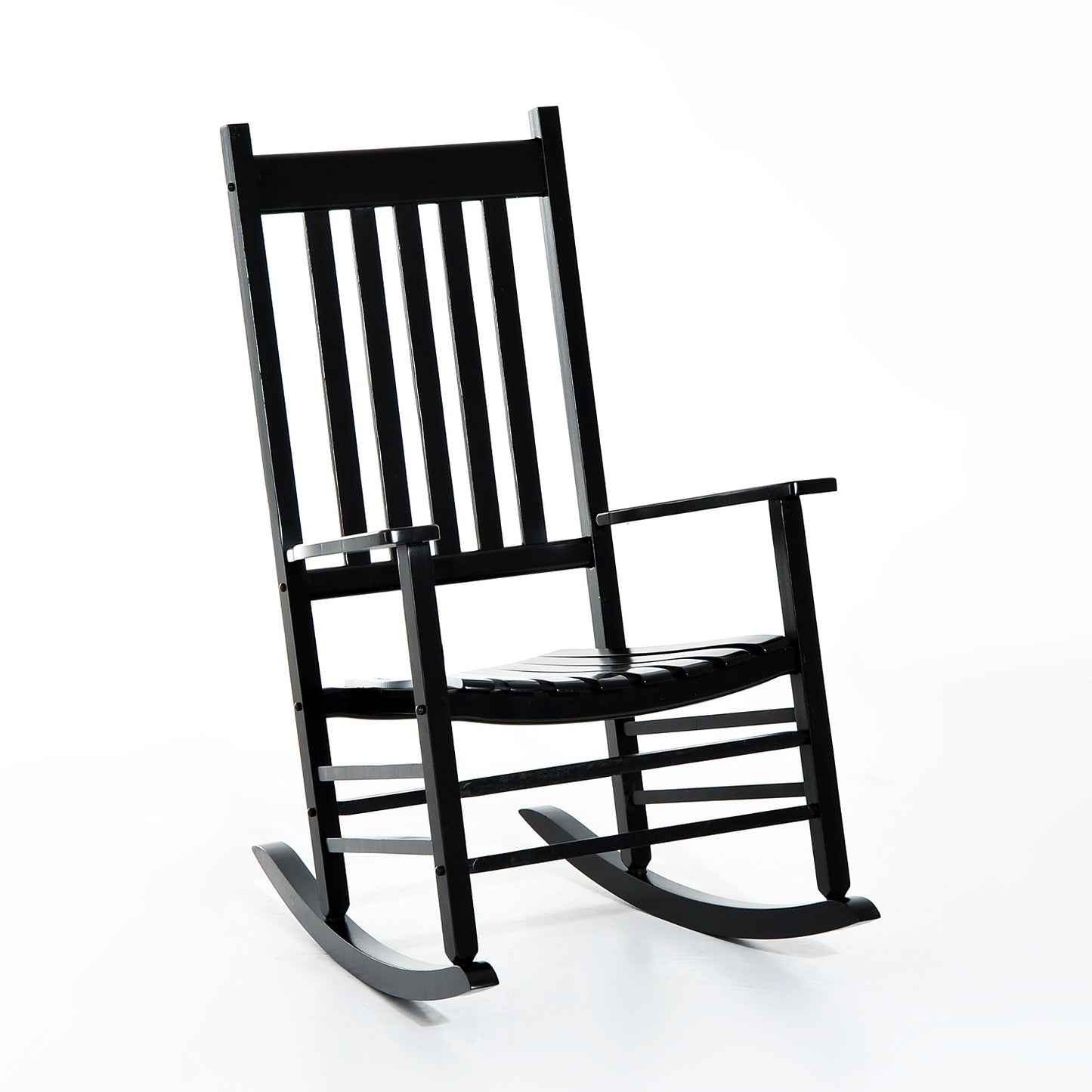 Black wooden rocking chair with armrests 69X86X115 Cm