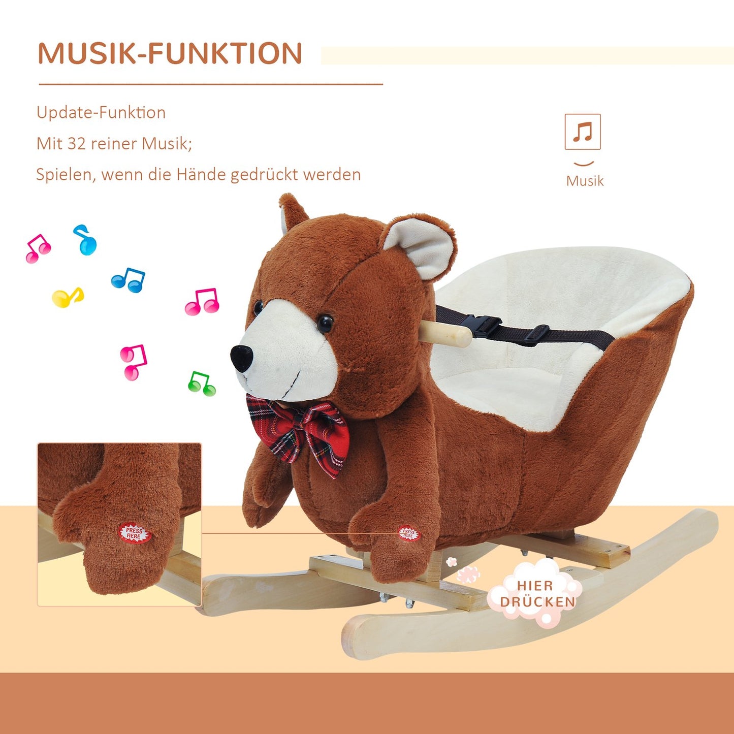 Plush rocking horse toy with singing - perfect Christmas present