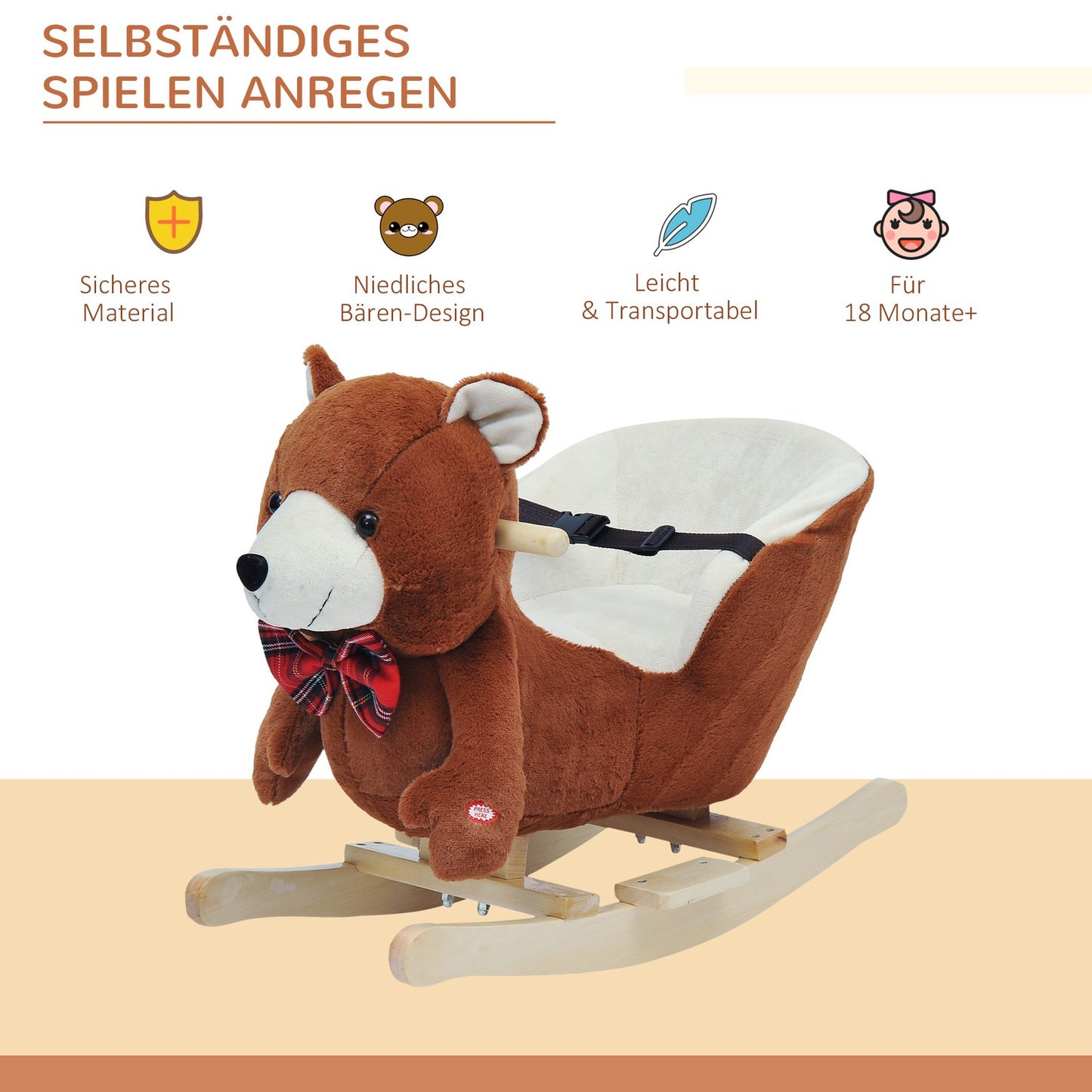 Plush rocking horse toy with singing - perfect Christmas present