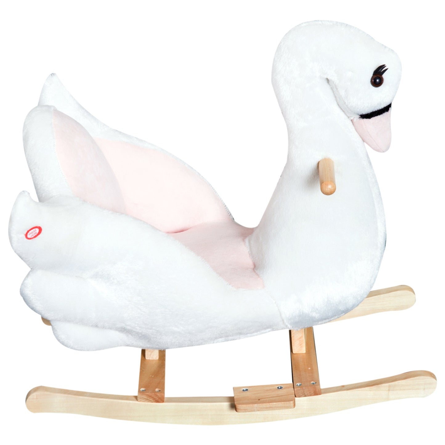 Pink and white rocking horse for children - Soft plush, 60x32x55 cm