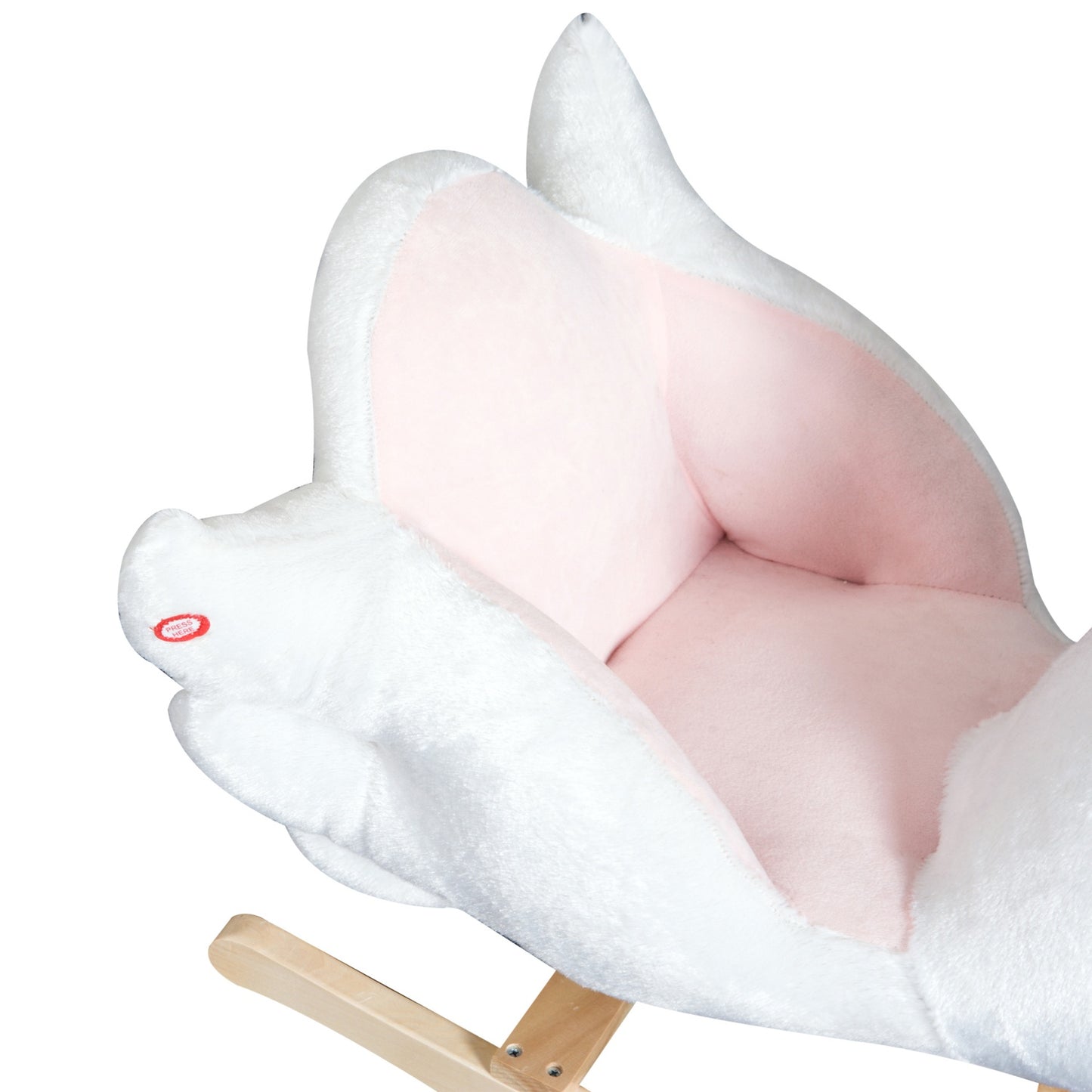 Pink and white rocking horse for children - Soft plush, 60x32x55 cm