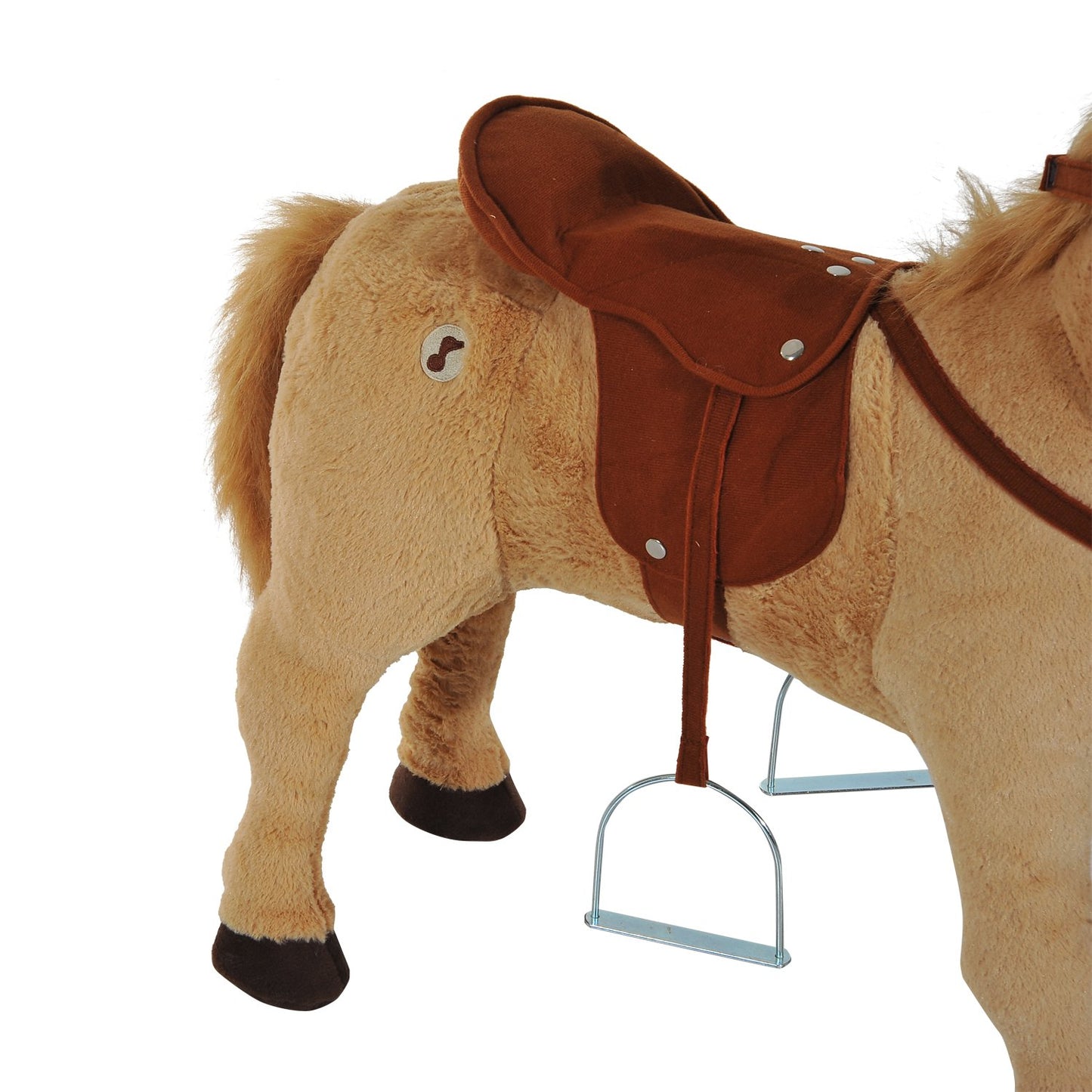 Plush rocking horse with sound for children, Beige, 85 cm