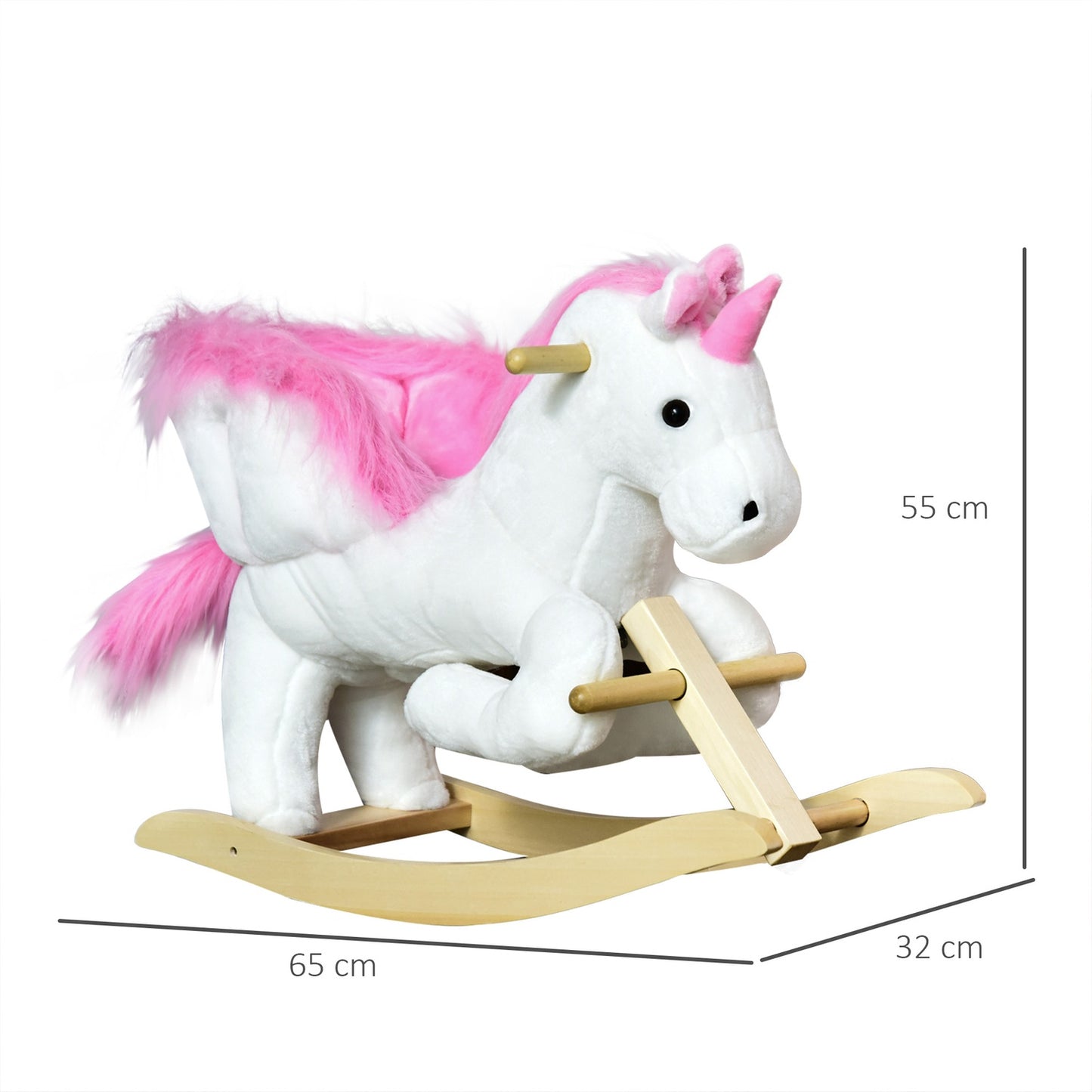 Children's pink & white rocking horse, 65 x 32 x 55 cm