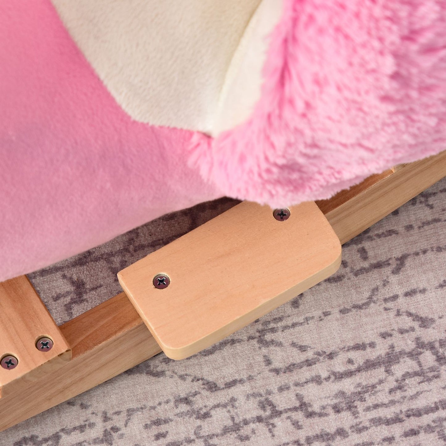 Flamingo rocking horse toy, plush with safety belt, 60 cm