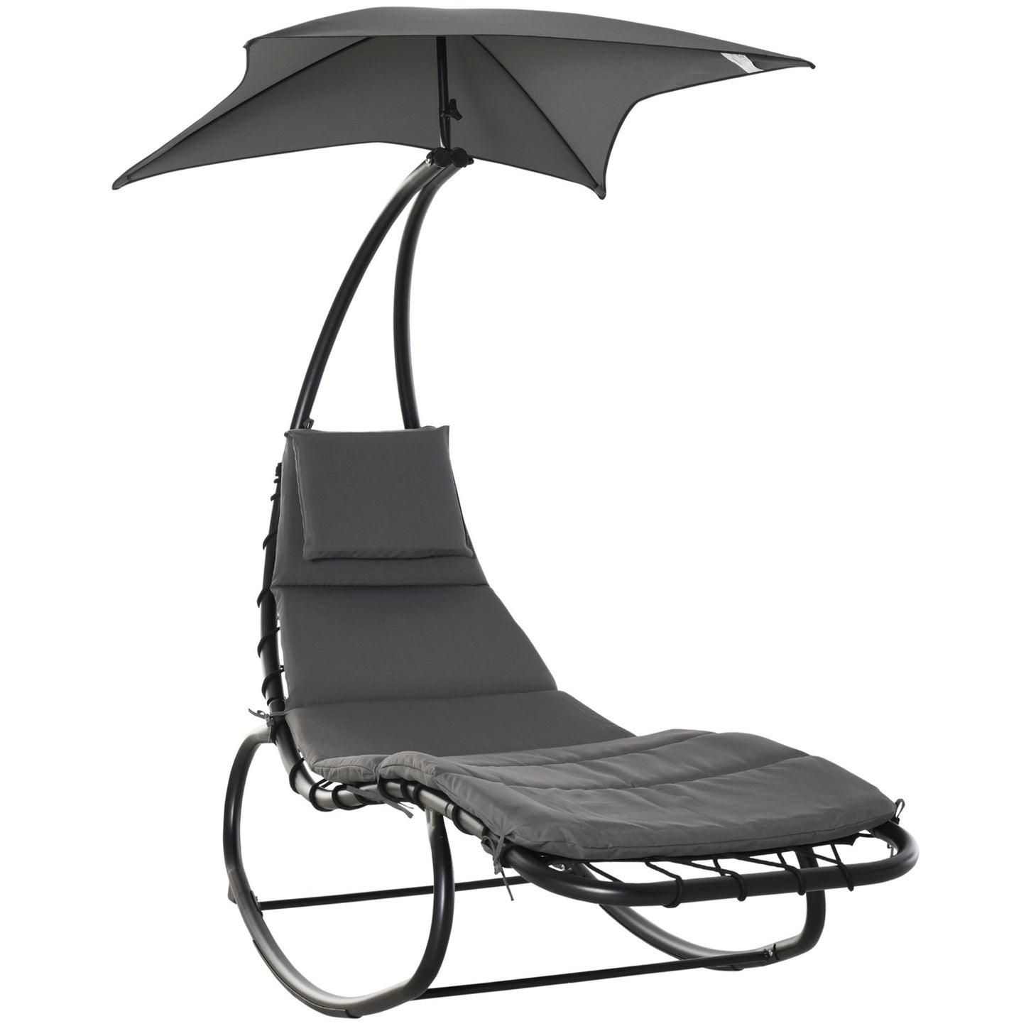 Rocking chair with roof for garden or office, dark grey