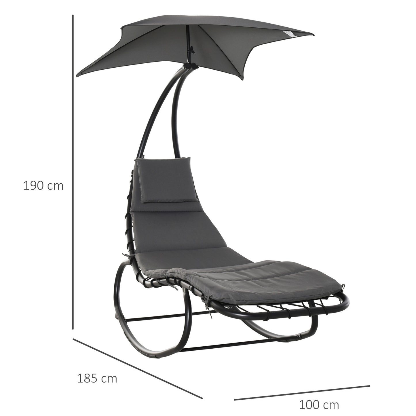 Rocking chair with roof for garden or office, dark grey