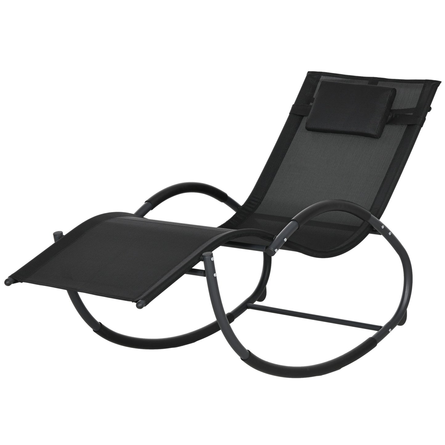 Rocking chair with cushion, black, 155x61x88 Cm