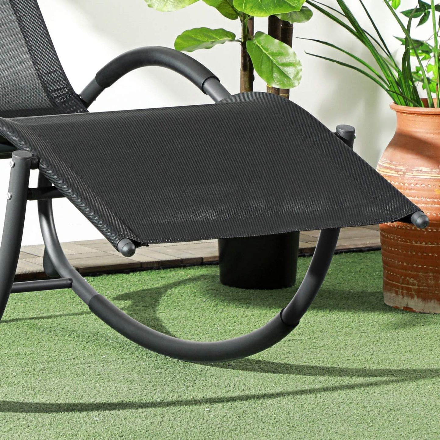 Rocking chair with cushion, black, 155x61x88 Cm