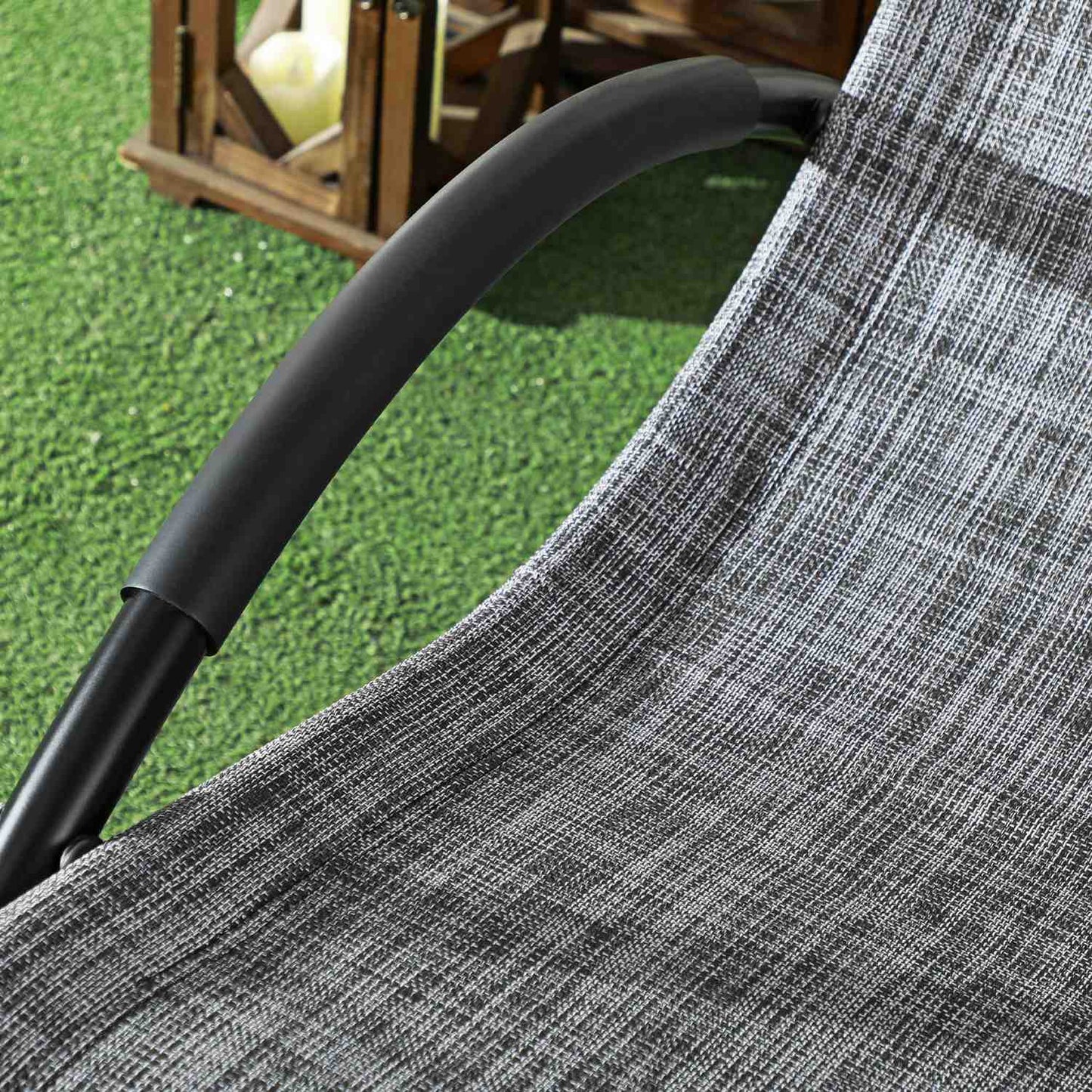 Gray rocking chair with cushion - 155 x 61 x 88 cm