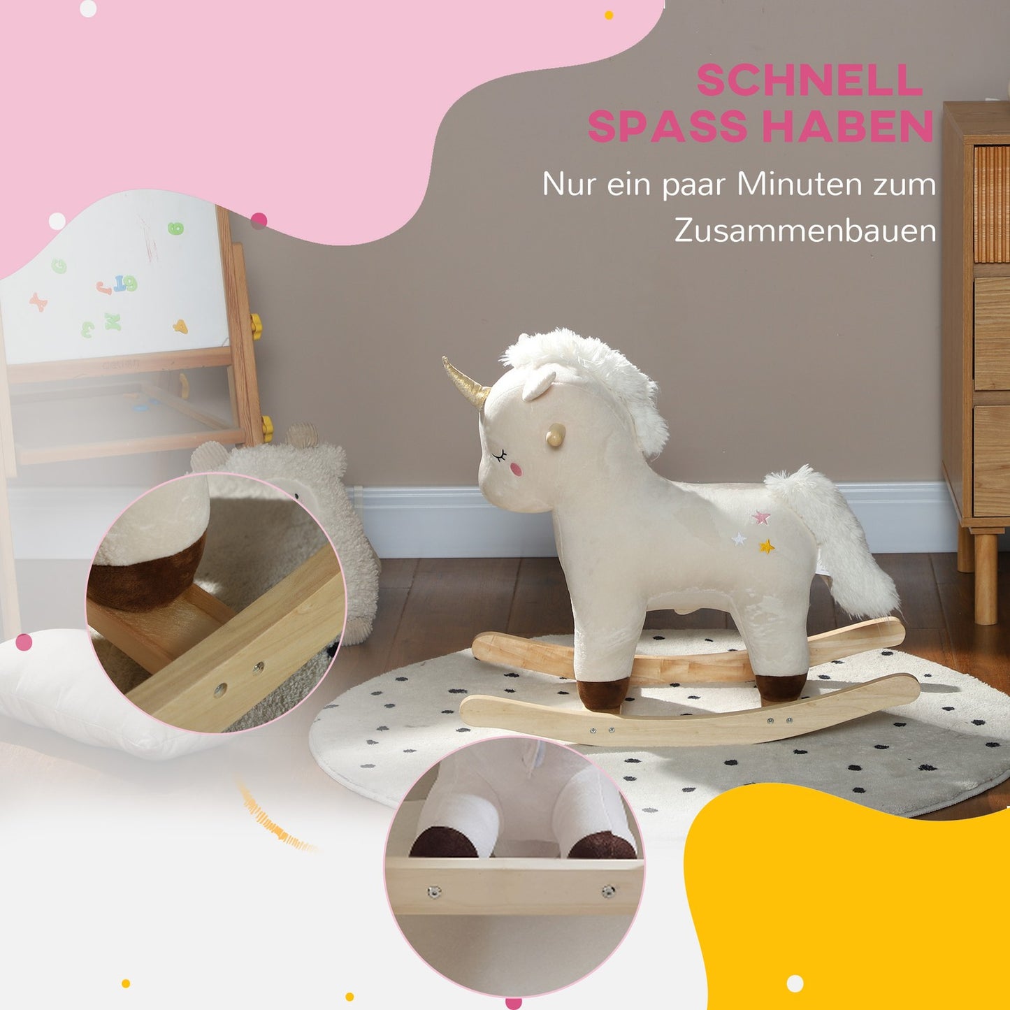 Unicorn Rocking Toy with Sound - Plush Seat for Toddlers