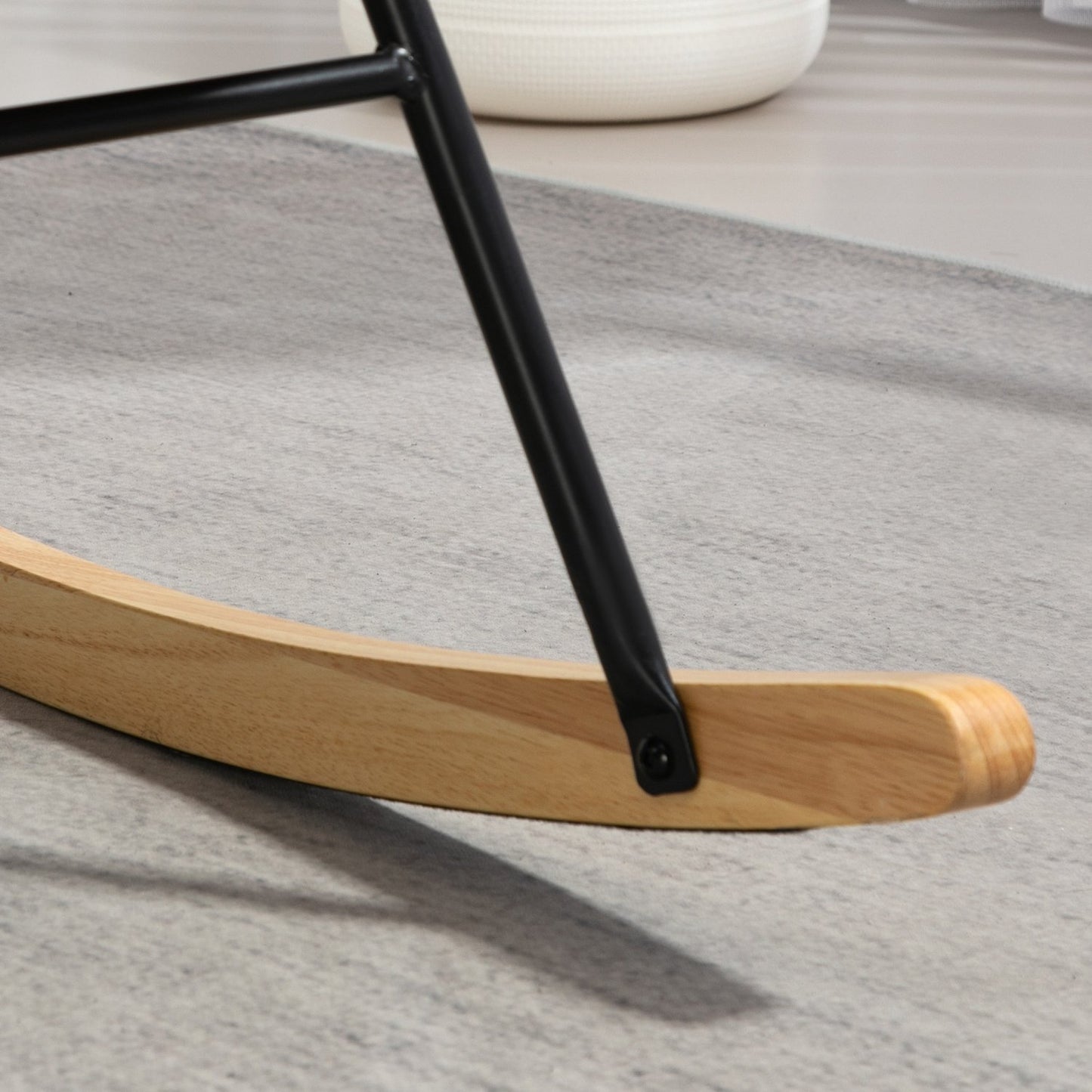 Rocking chair in velvet look, 120 kg Capacity, Cream white